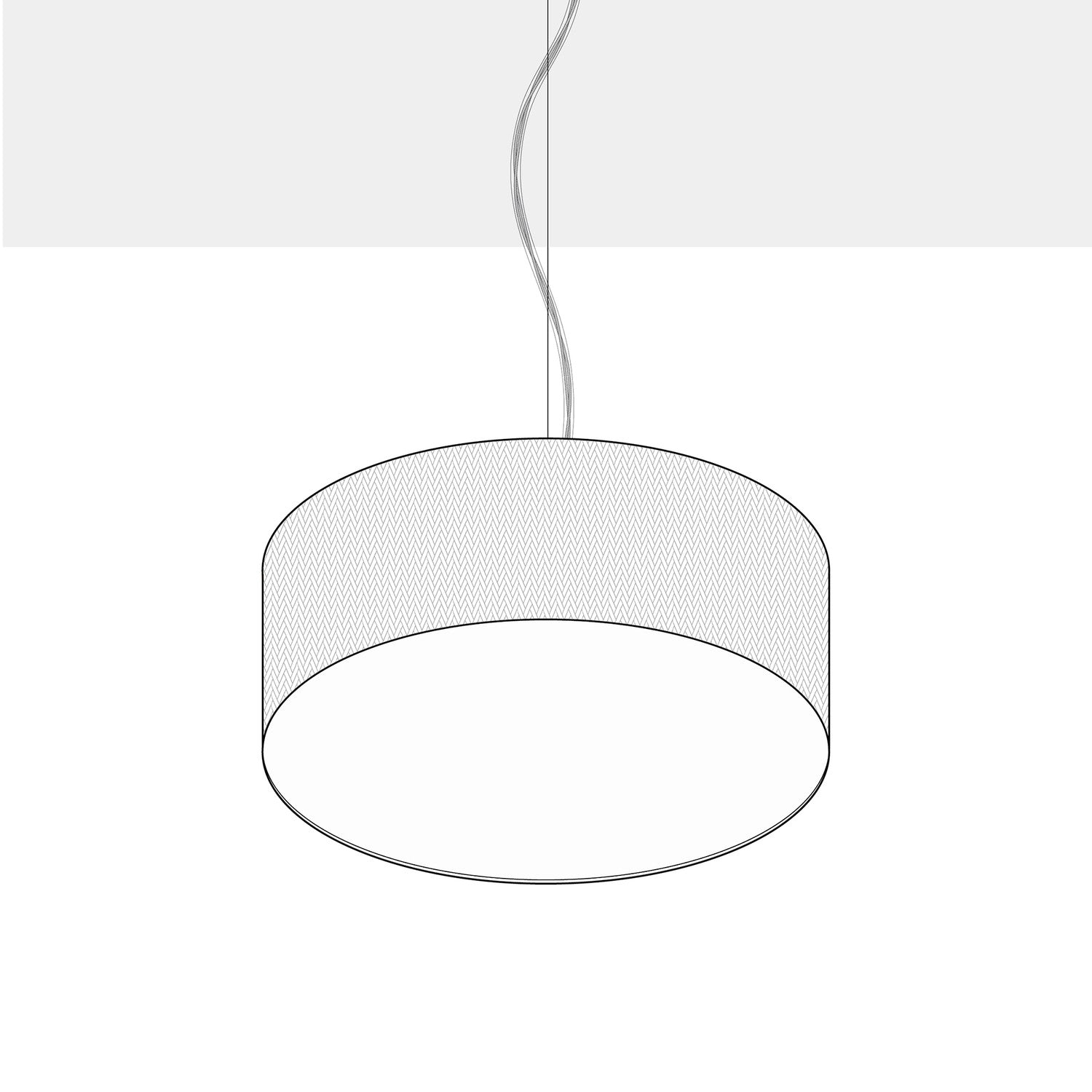 Lampada a sospensione con paralume in tessuto Cilindro Medium - Made in Italy - Teletta Verde Dubbio Si