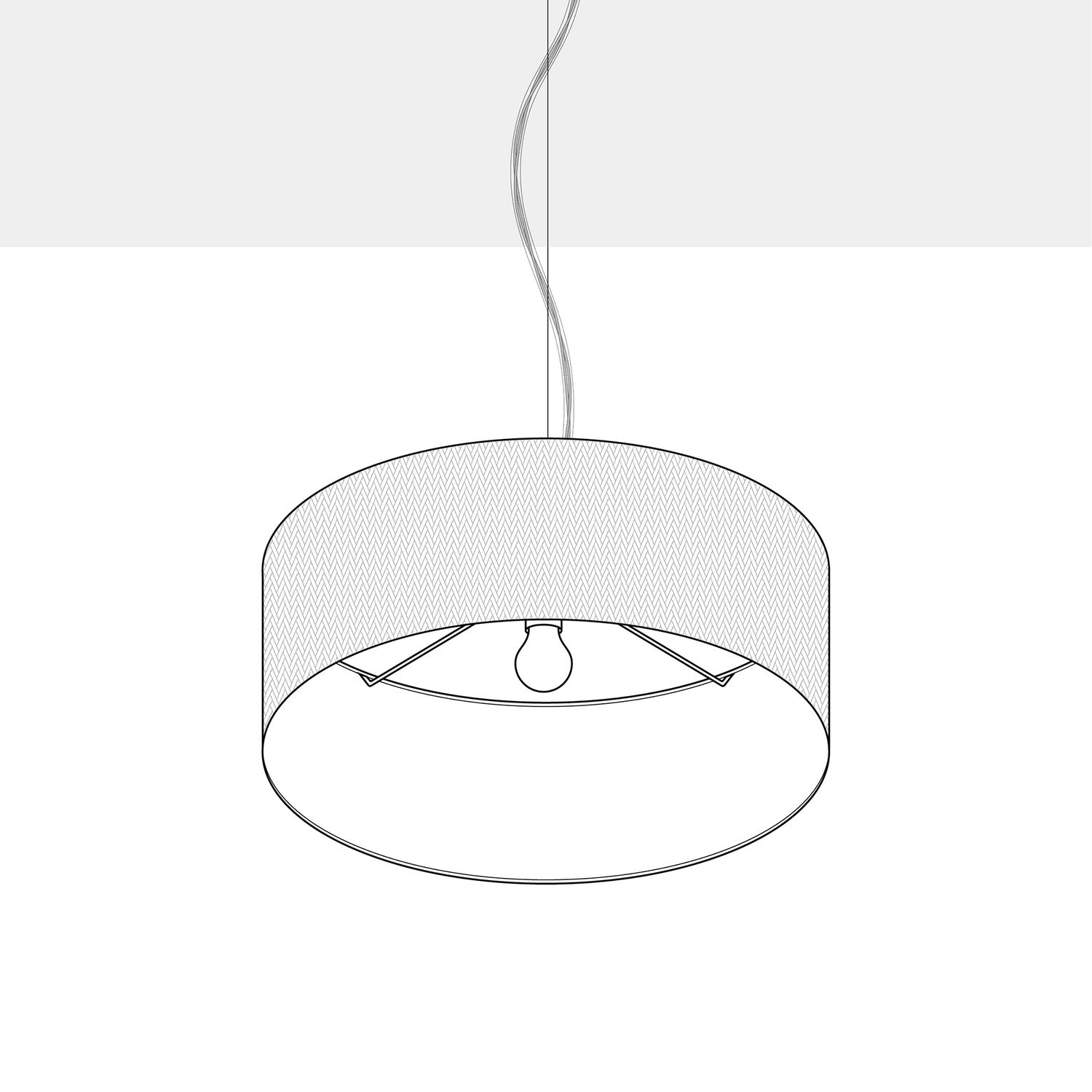 Lampada a sospensione con paralume in tessuto Cilindro Medium - Made in Italy - Teletta Verde Dubbio No
