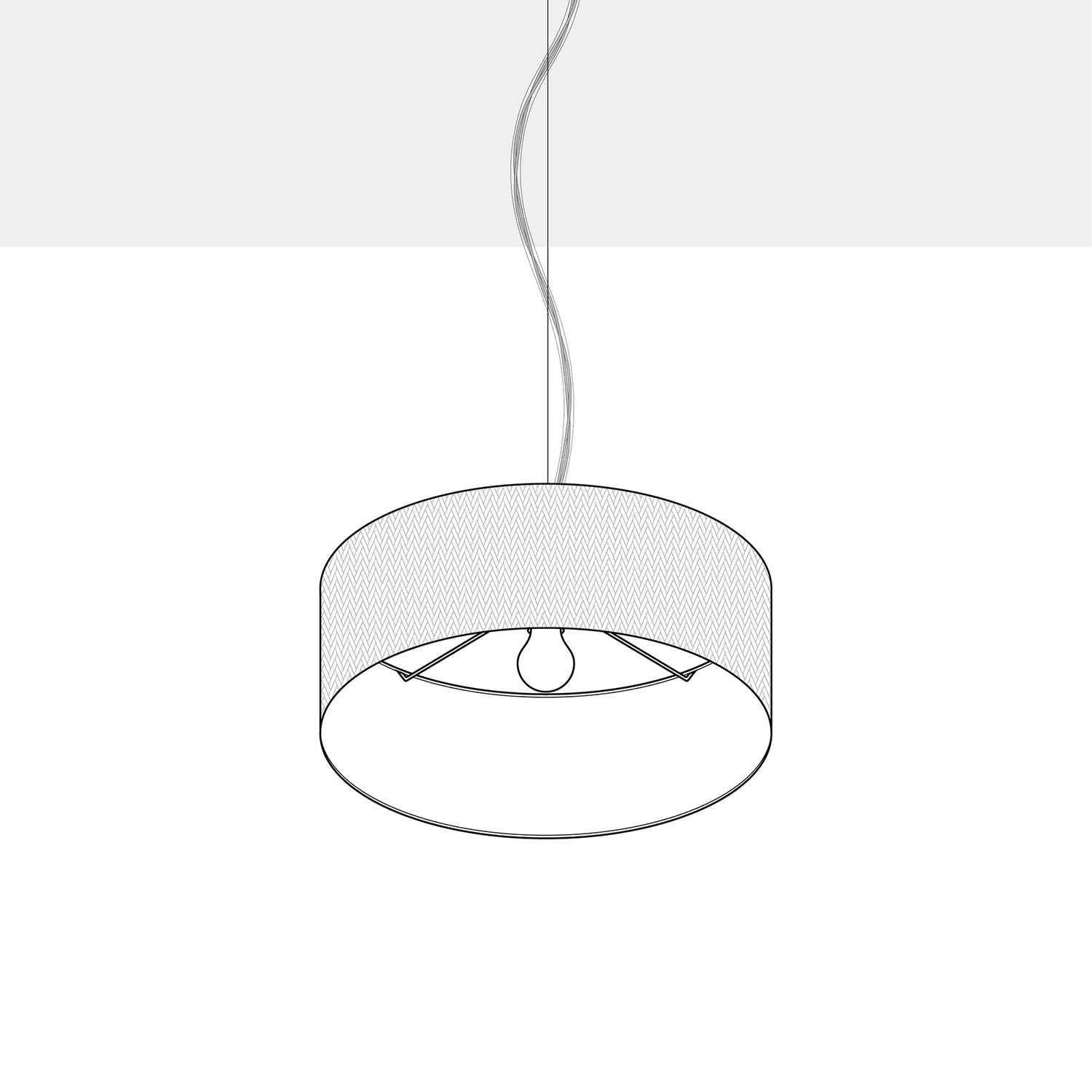 Lampada a sospensione con paralume in tessuto Cilindro Small - Made in Italy - Lana Grigio Scuro No