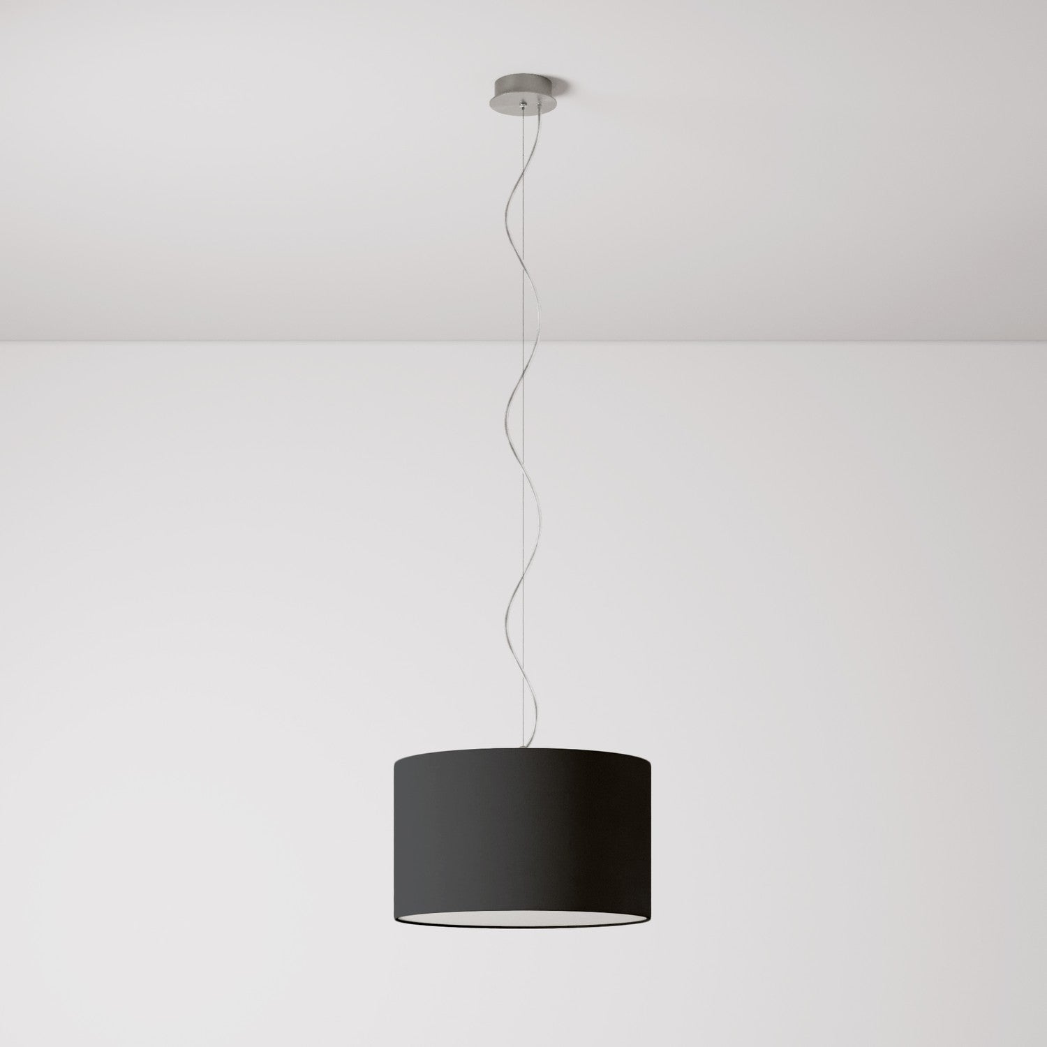 Lampada a sospensione con paralume in tessuto Cilindro Small - Made in Italy - Teletta Antracite Si