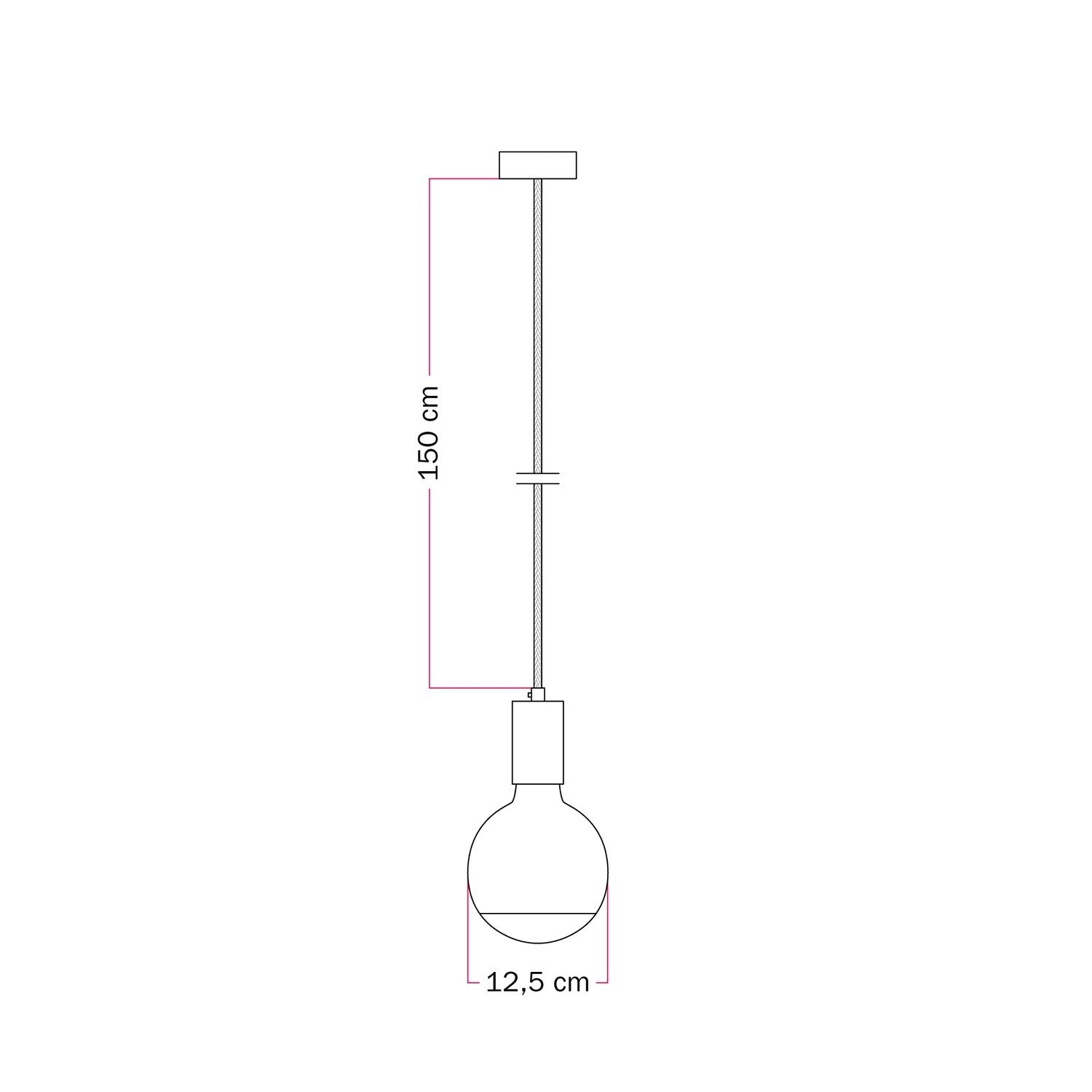 Lampada a sospensione Filotto Metallico con lampadina Lucia - Bianco