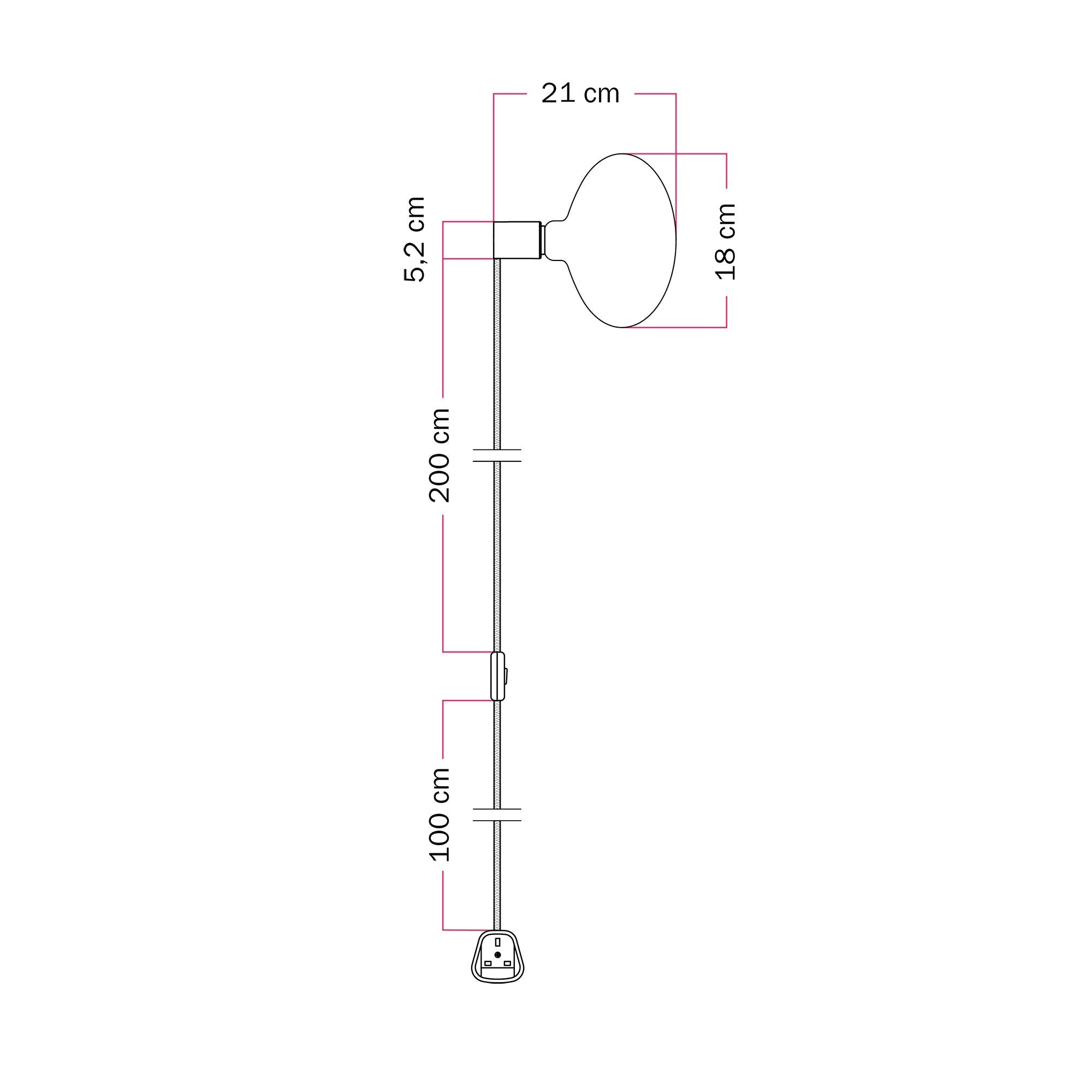 Lampada con spina UK con finitura metallica e lampadina LED Ellipse effetto porcellana - Rame satinato