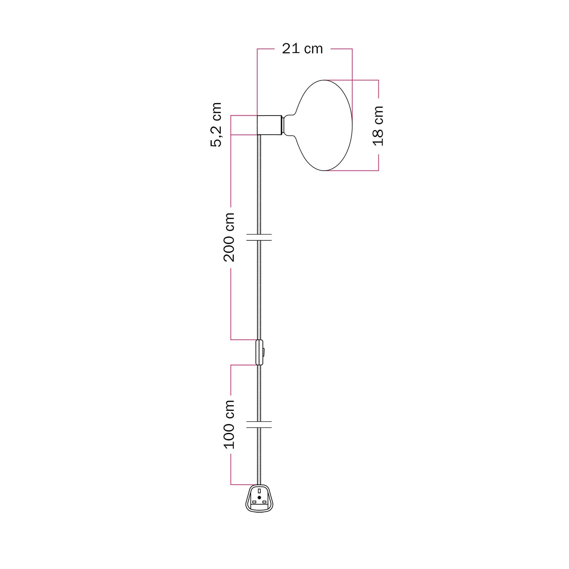 Lampada con spina UK con finitura metallica e lampadina LED Ellipse effetto porcellana - Titanio satinato