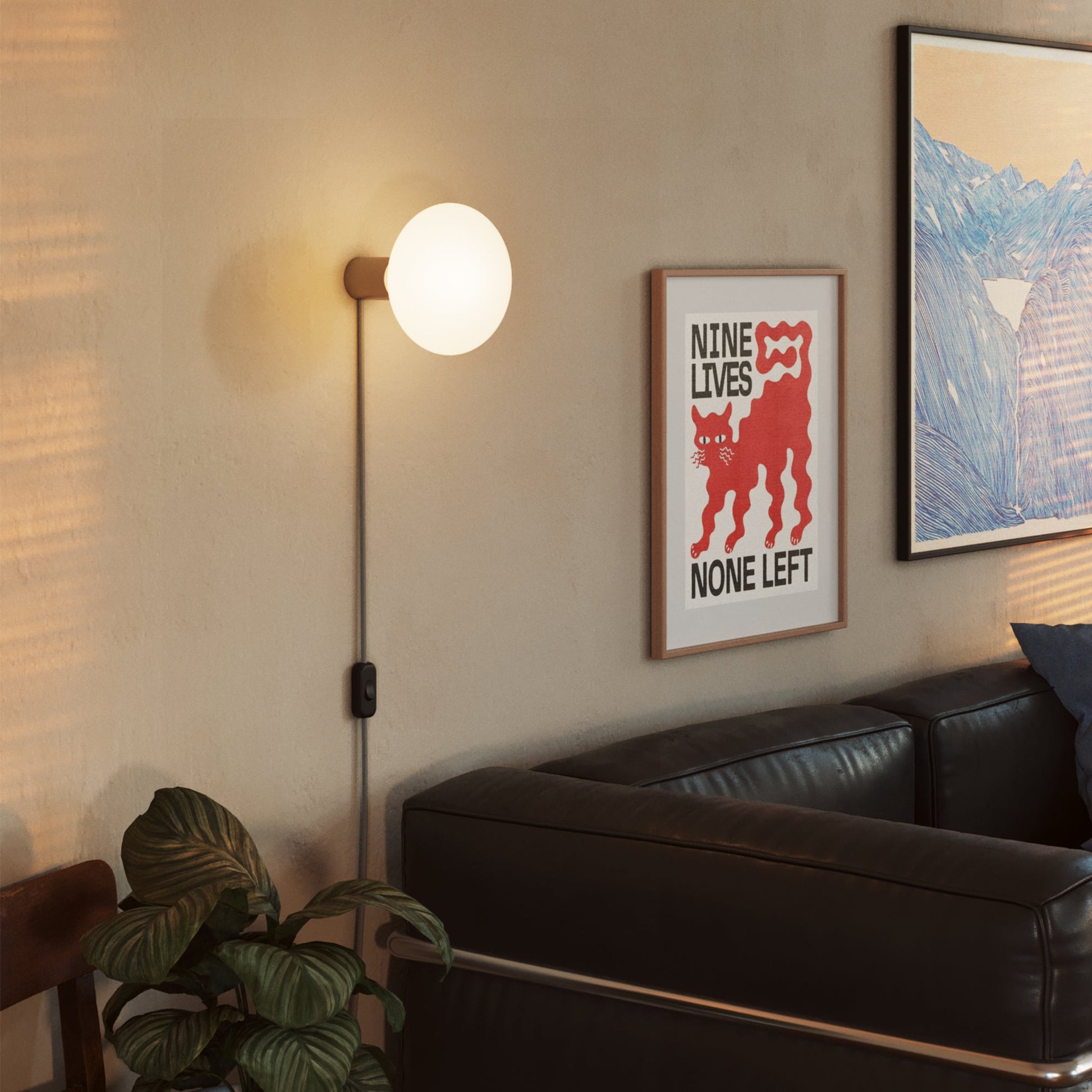 Lampada con spina UK con finitura metallica e lampadina LED Ellipse effetto porcellana - Titanio satinato