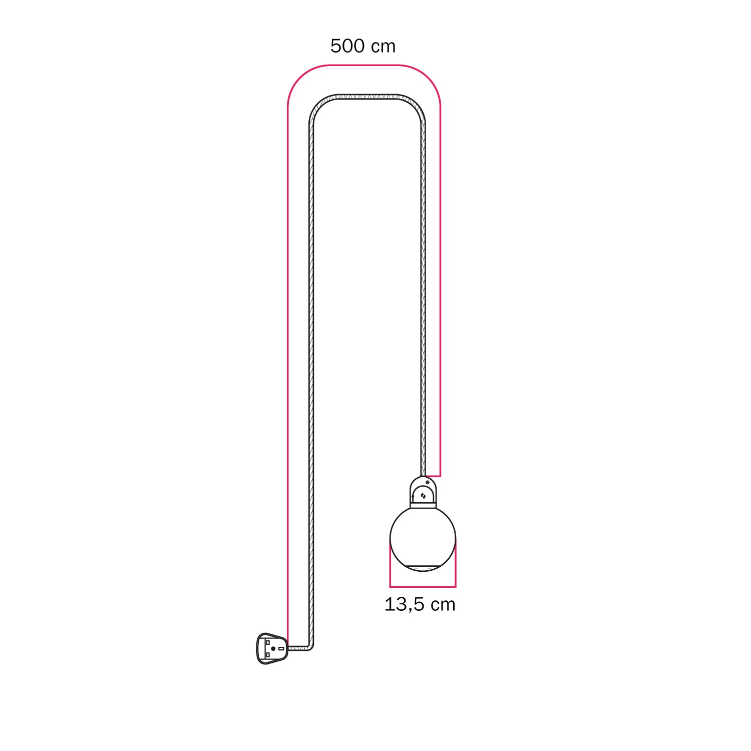 Lampada da esterno Modulair IP65 con spina UK, paralume infrangibile Unbreak-a-Ball e cavo SM09