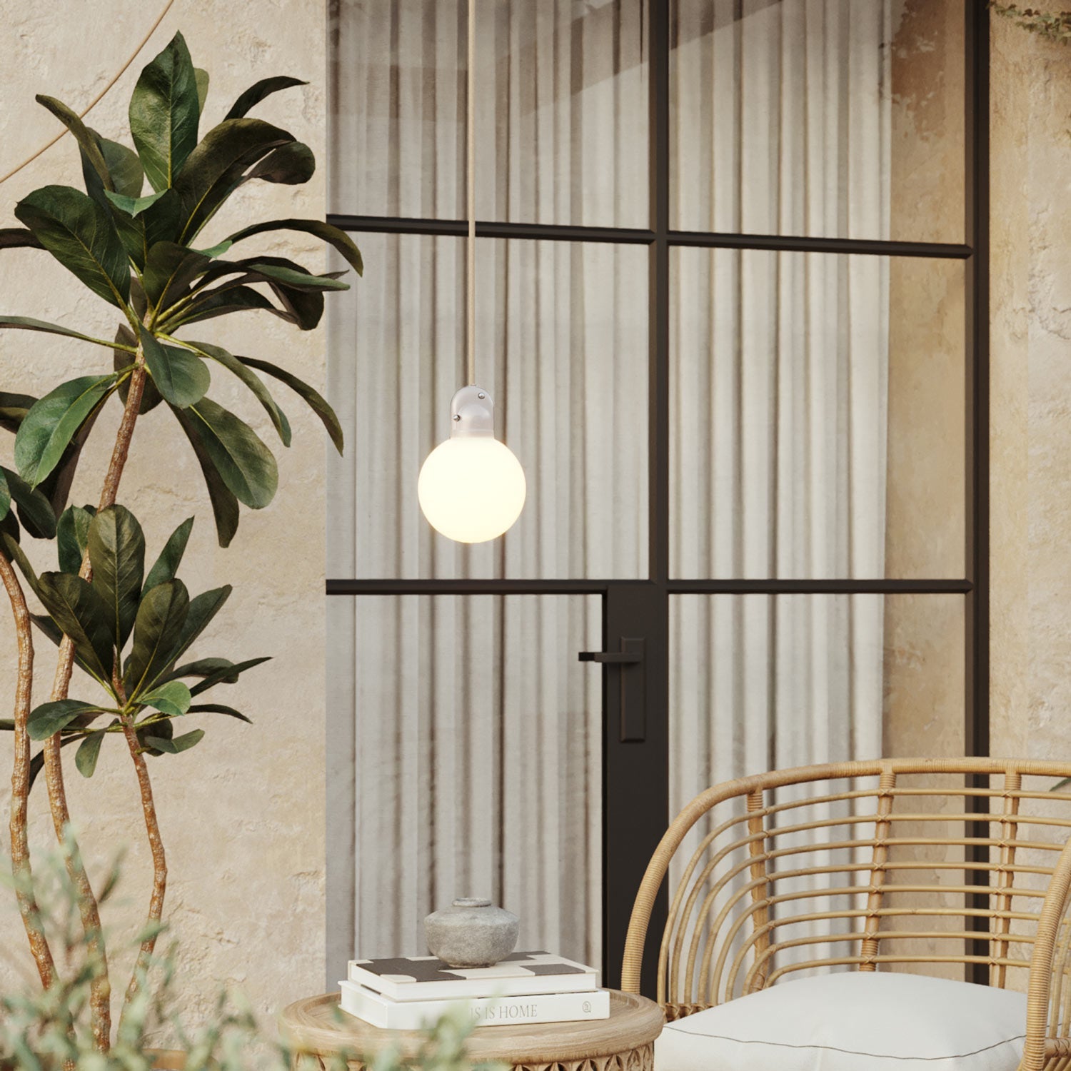 Lampada da esterno Modulair IP65 con spina UK, paralume infrangibile Unbreak-a-Ball e cavo SN06