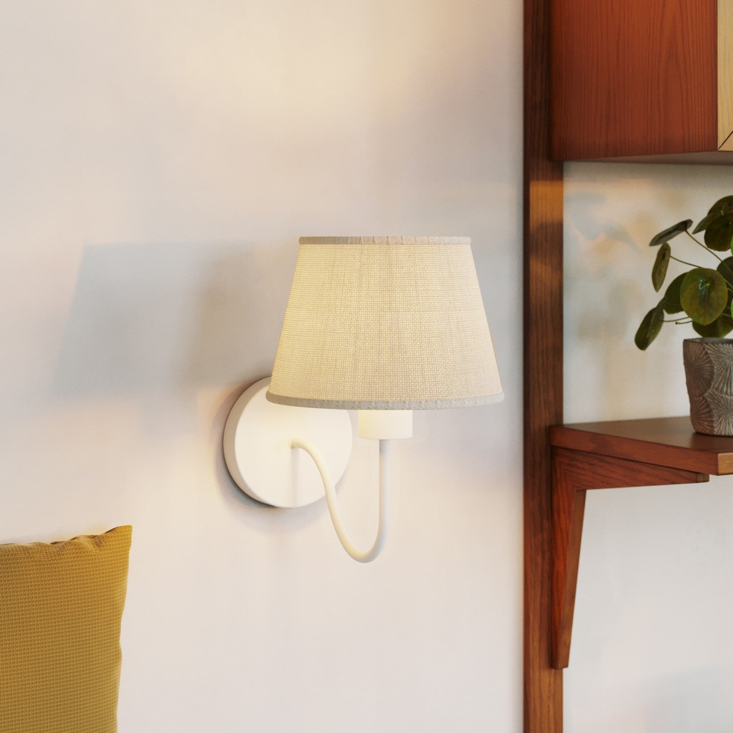 Lampada da parete Fermaluce con estensione a S e paralume impero - Juta Chiara