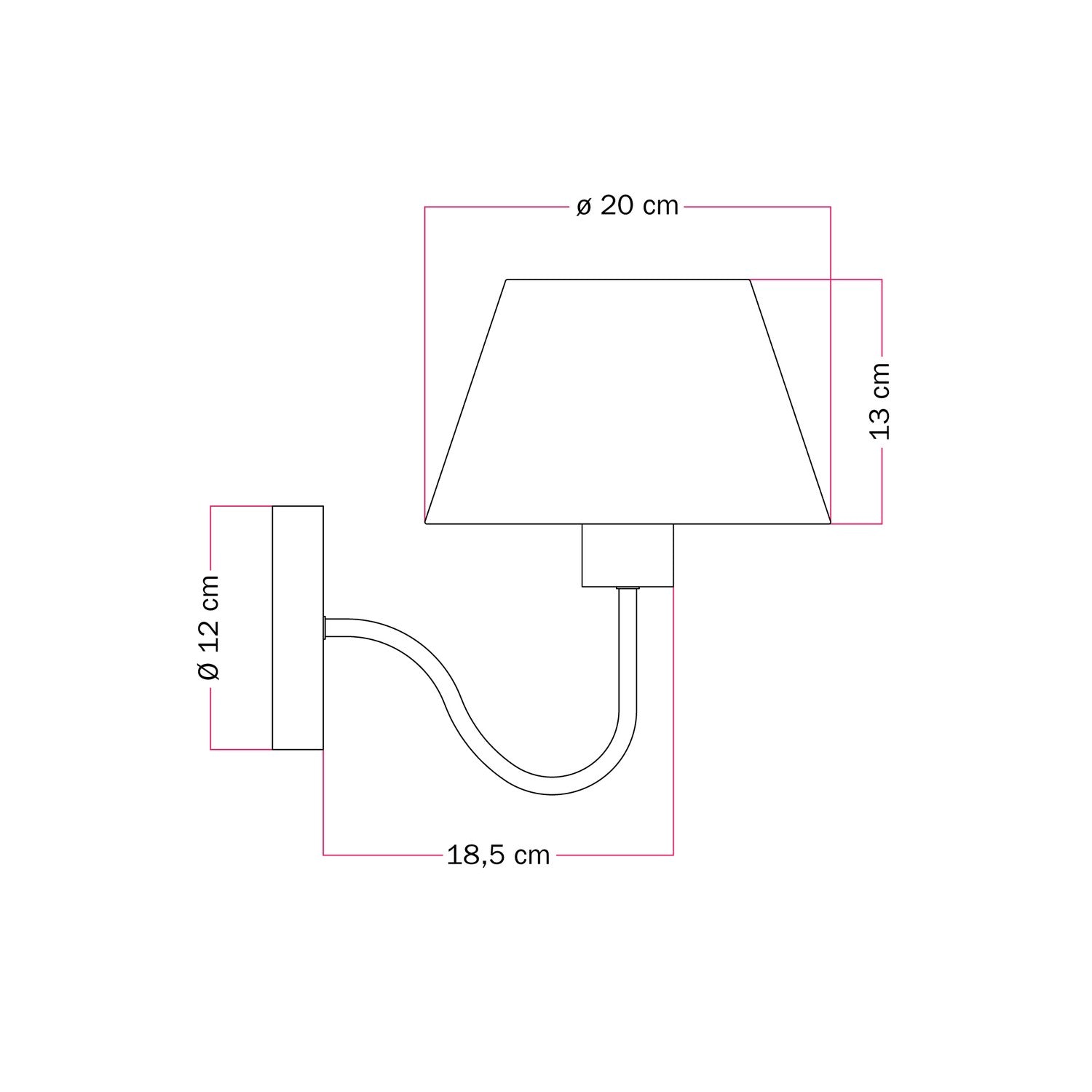 Lampada da parete Fermaluce con estensione a S e paralume impero - Juta Chiara