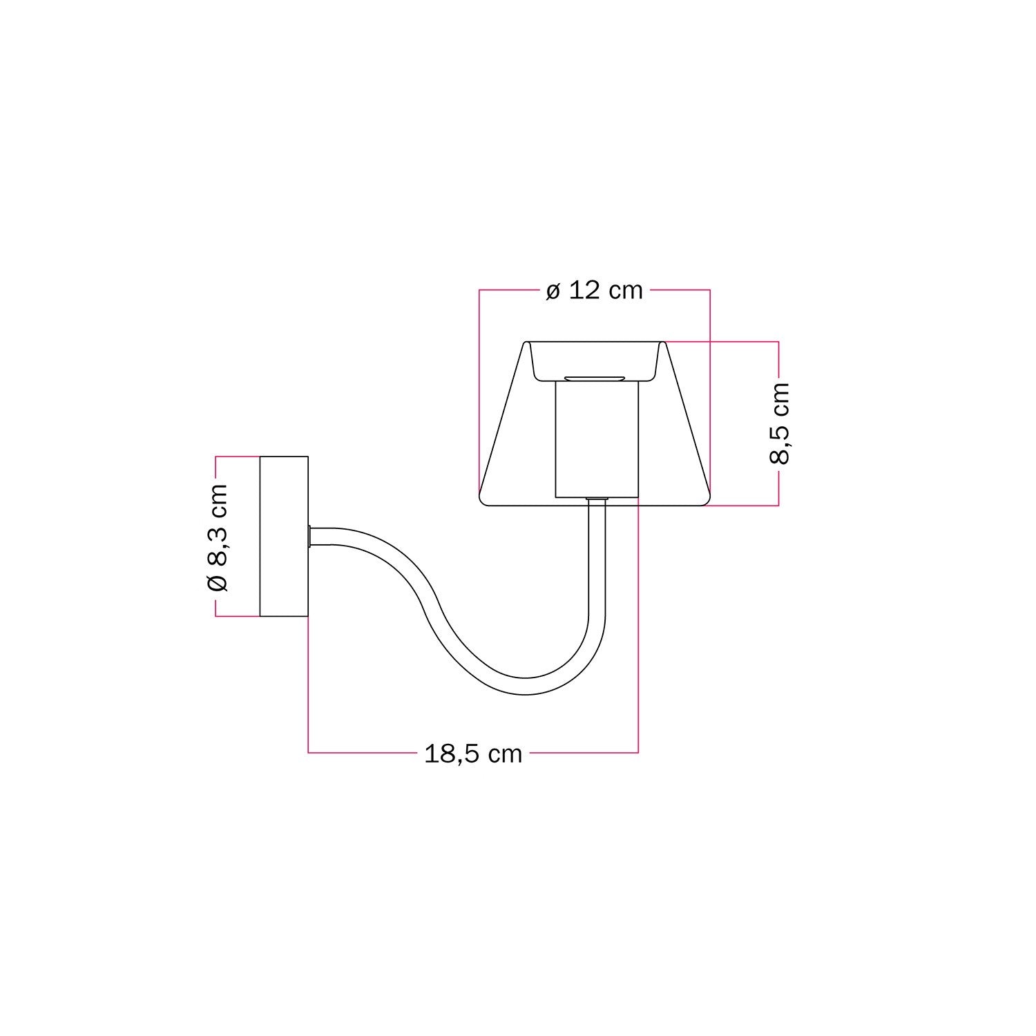 Lampada da parete Fermaluce G07 con estensione a S - Bianco Opaco