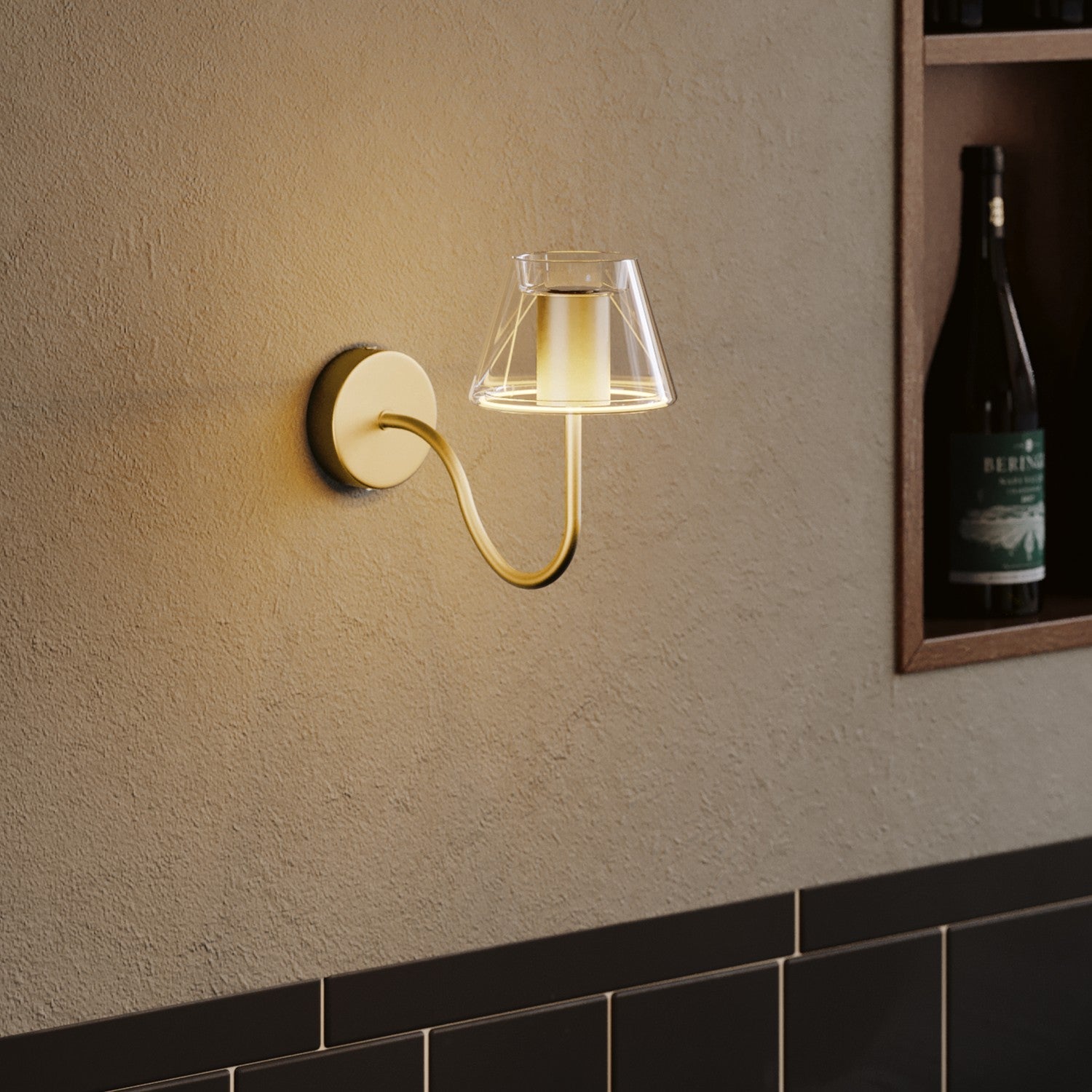 Lampada da parete Fermaluce G07 con estensione a S - Bronzo Satinato