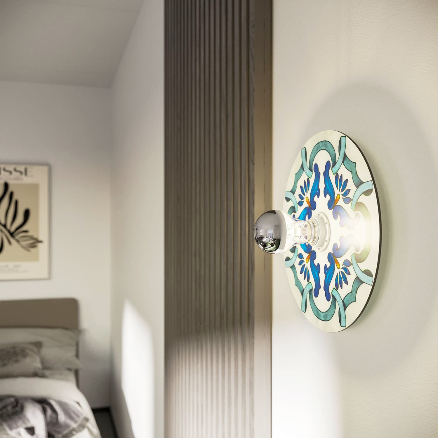 Lampada da parete o soffitto Bianca con paralume a effetto maiolica - Waterproof IP44 - IO