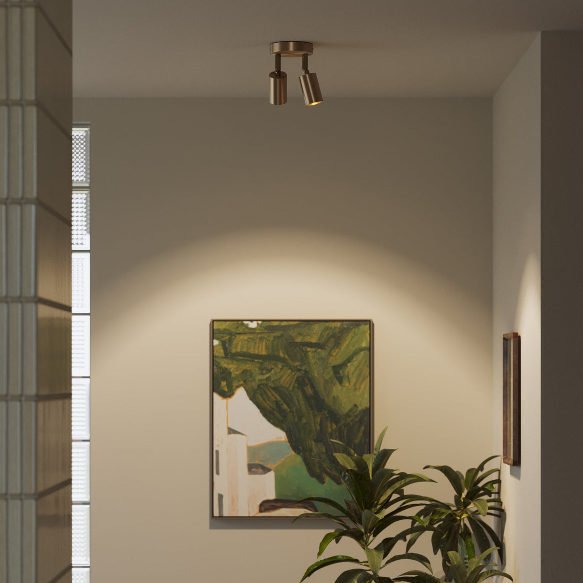 Lampada da parete o soffitto con 2 faretti GU10 Bispot orientabili - Bronzo satinato