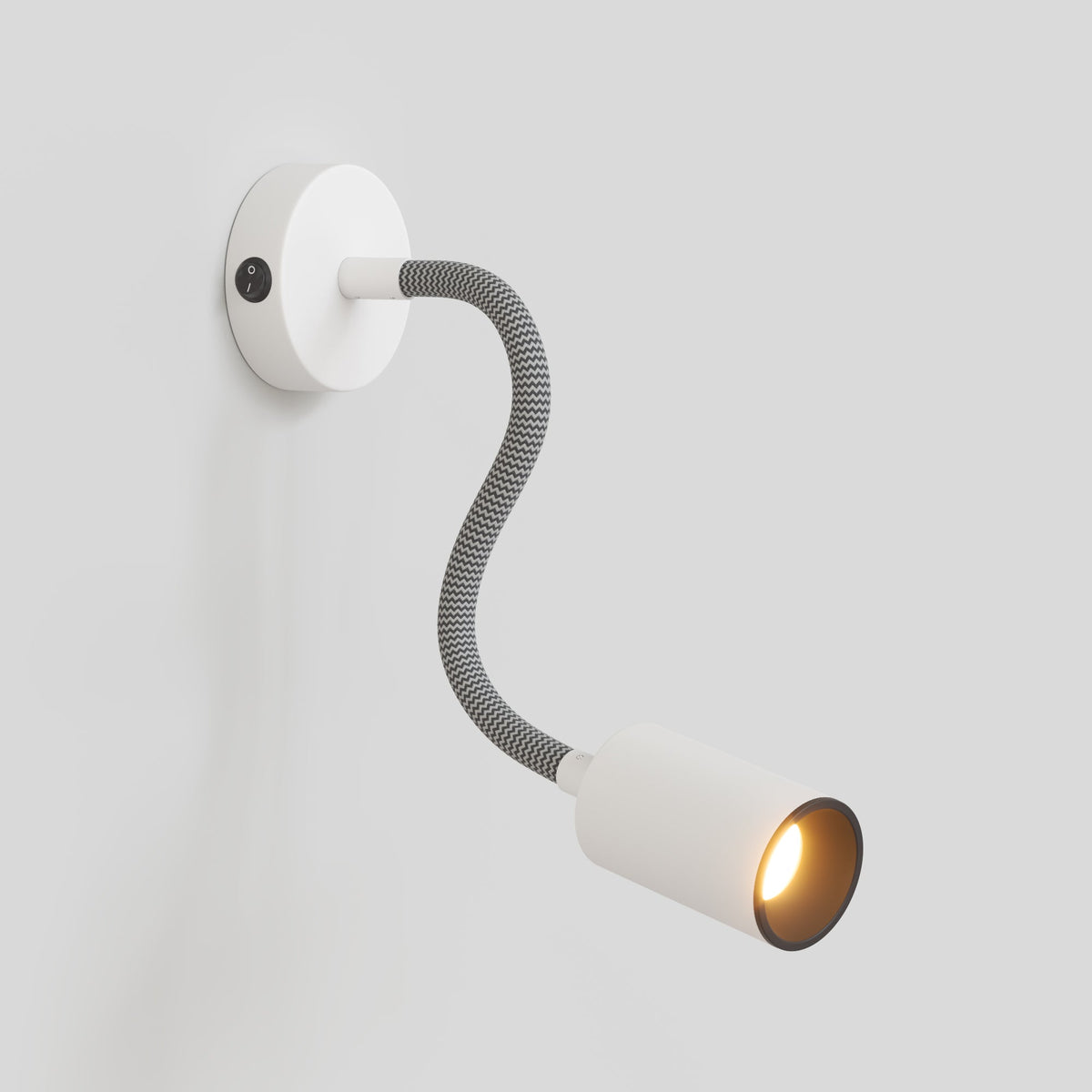 Lampada da parete o soffitto con faretto GU10 Bispot e braccio orientabile Flex 30 cm - Bianco opaco / Nero - Creative Cables