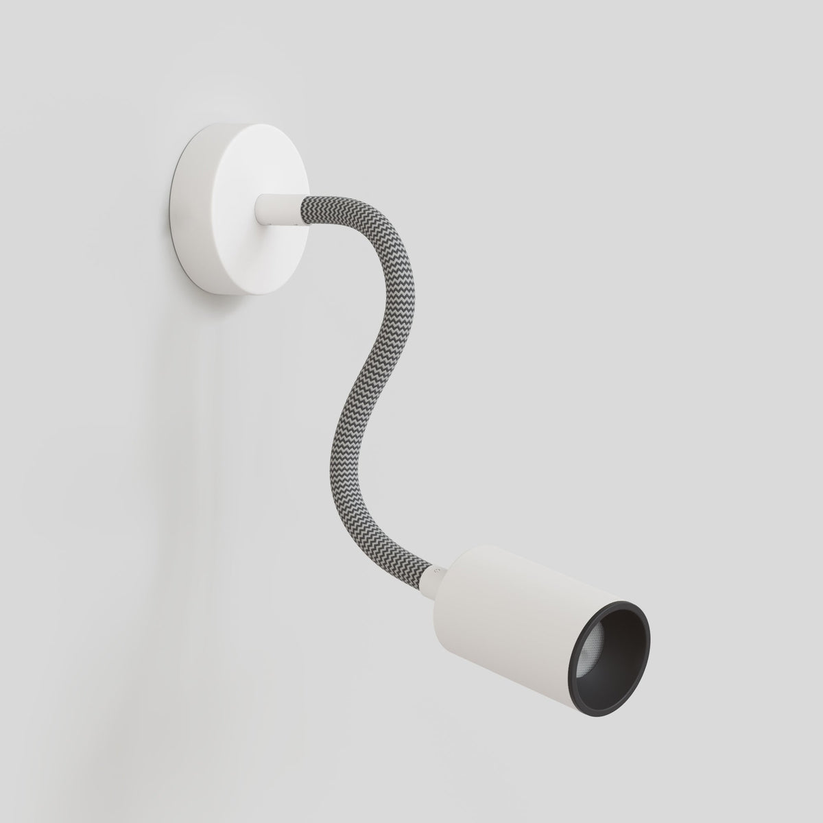 Lampada da parete o soffitto con faretto GU10 Bispot e braccio orientabile Flex 30 cm - Bianco opaco / Nero - Creative Cables