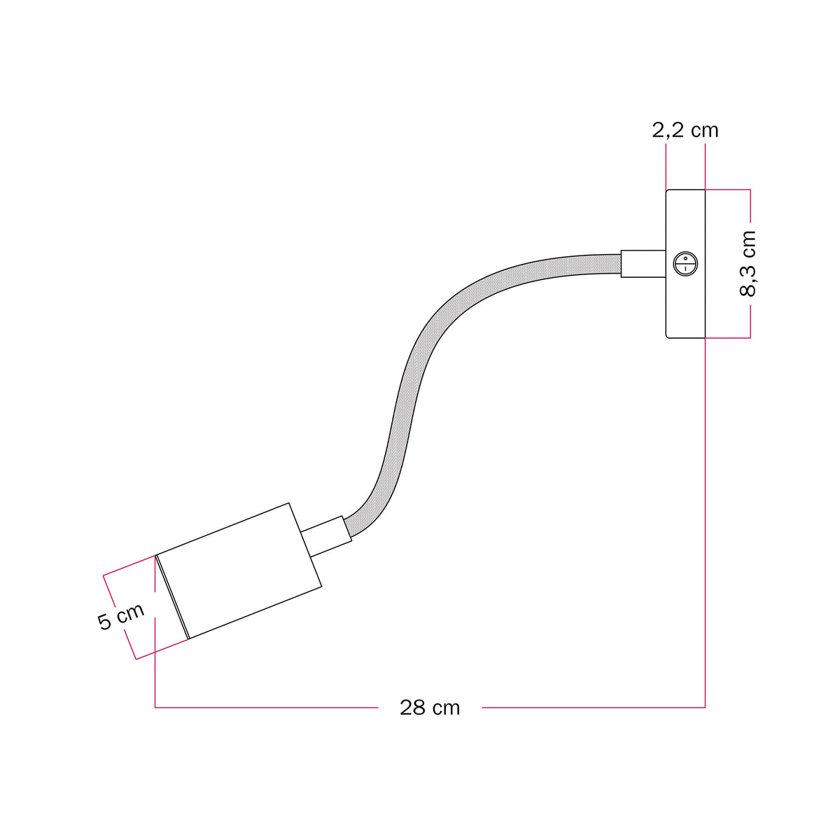 Lampada da parete o soffitto con faretto GU10 Bispot e braccio orientabile Flex 30 cm - Nero - Creative Cables