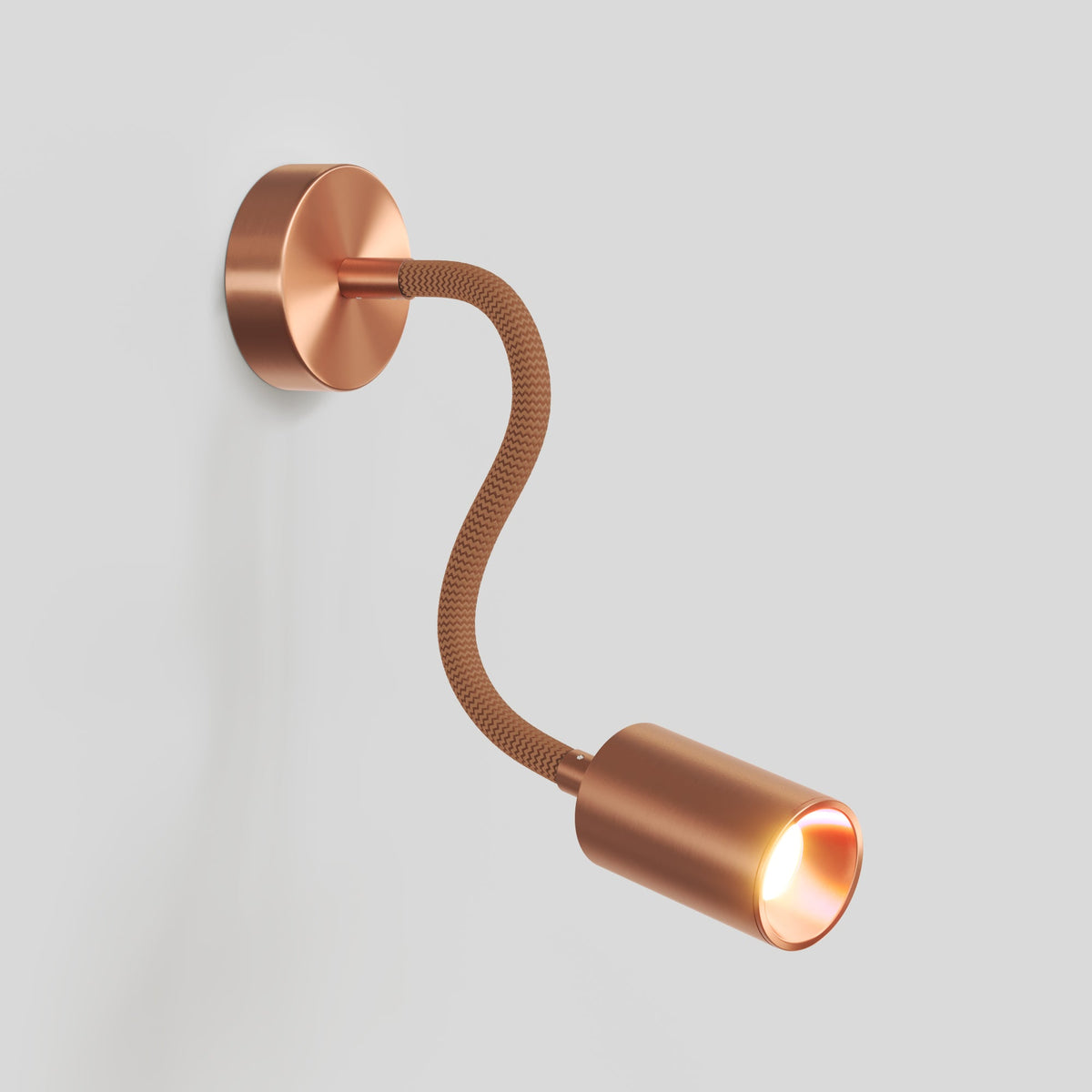 Lampada da parete o soffitto con faretto GU10 Bispot e braccio orientabile Flex 30 cm - Rame satinato - Creative Cables