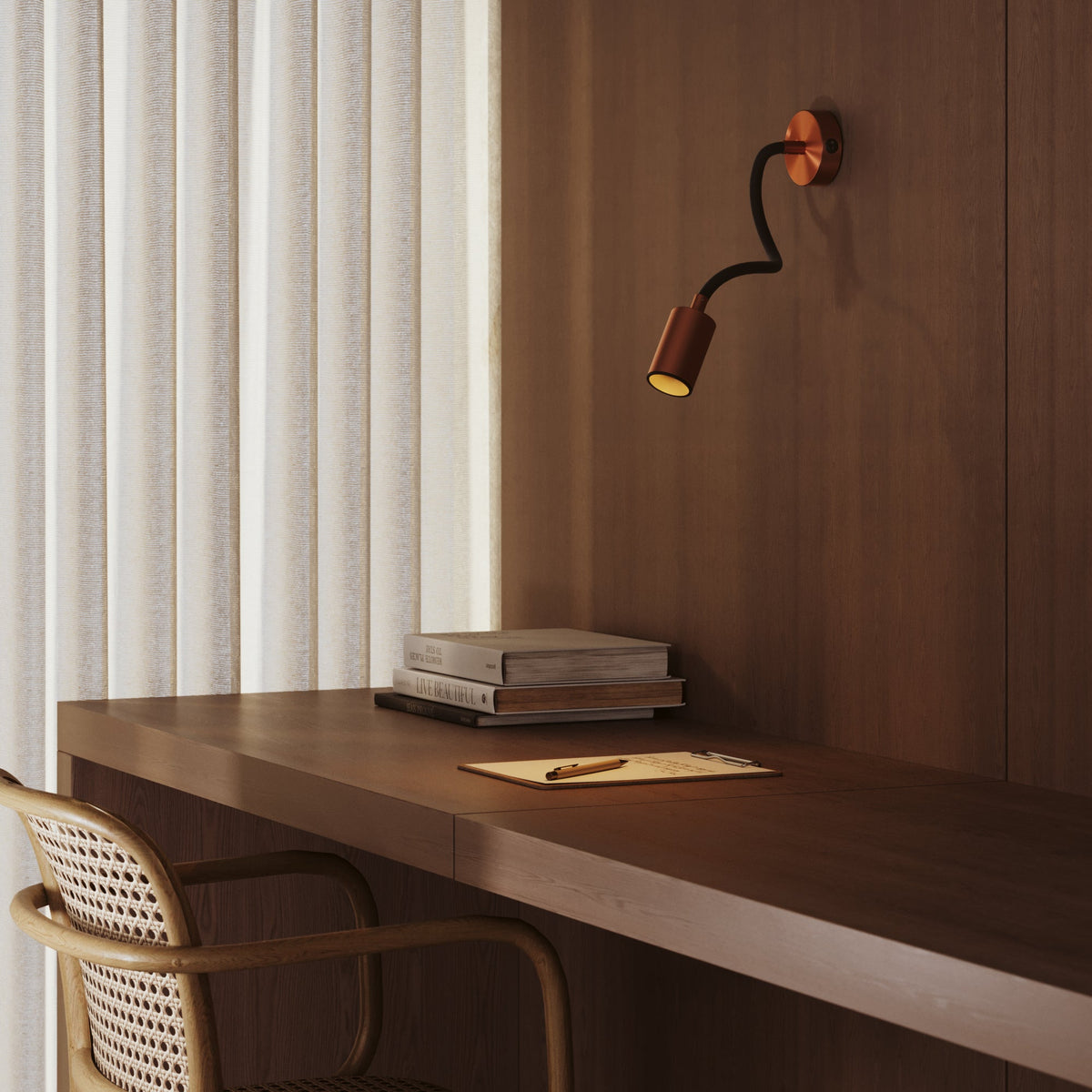 Lampada da parete o soffitto con faretto GU10 Bispot e braccio orientabile Flex 30 cm - Rame satinato / Nero - Creative Cables