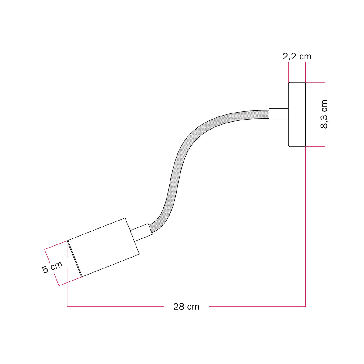 Lampada da parete o soffitto con faretto GU10 Bispot e braccio orientabile Flex 30 cm - Rame satinato / Nero - Creative Cables