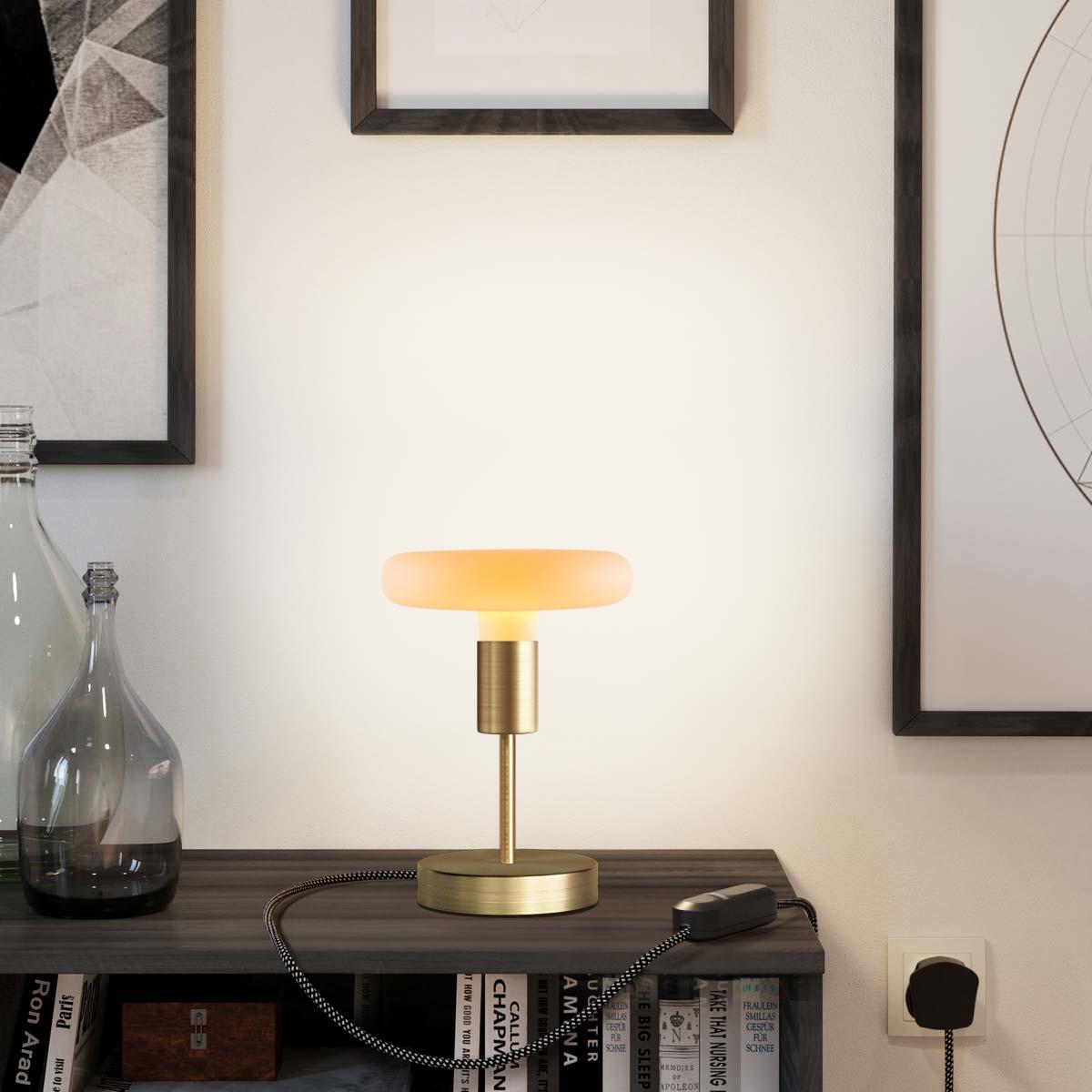 Lampada da tavolo Alzaluce Dash in metallo e spina UK - Bronzo satinato Dimmer