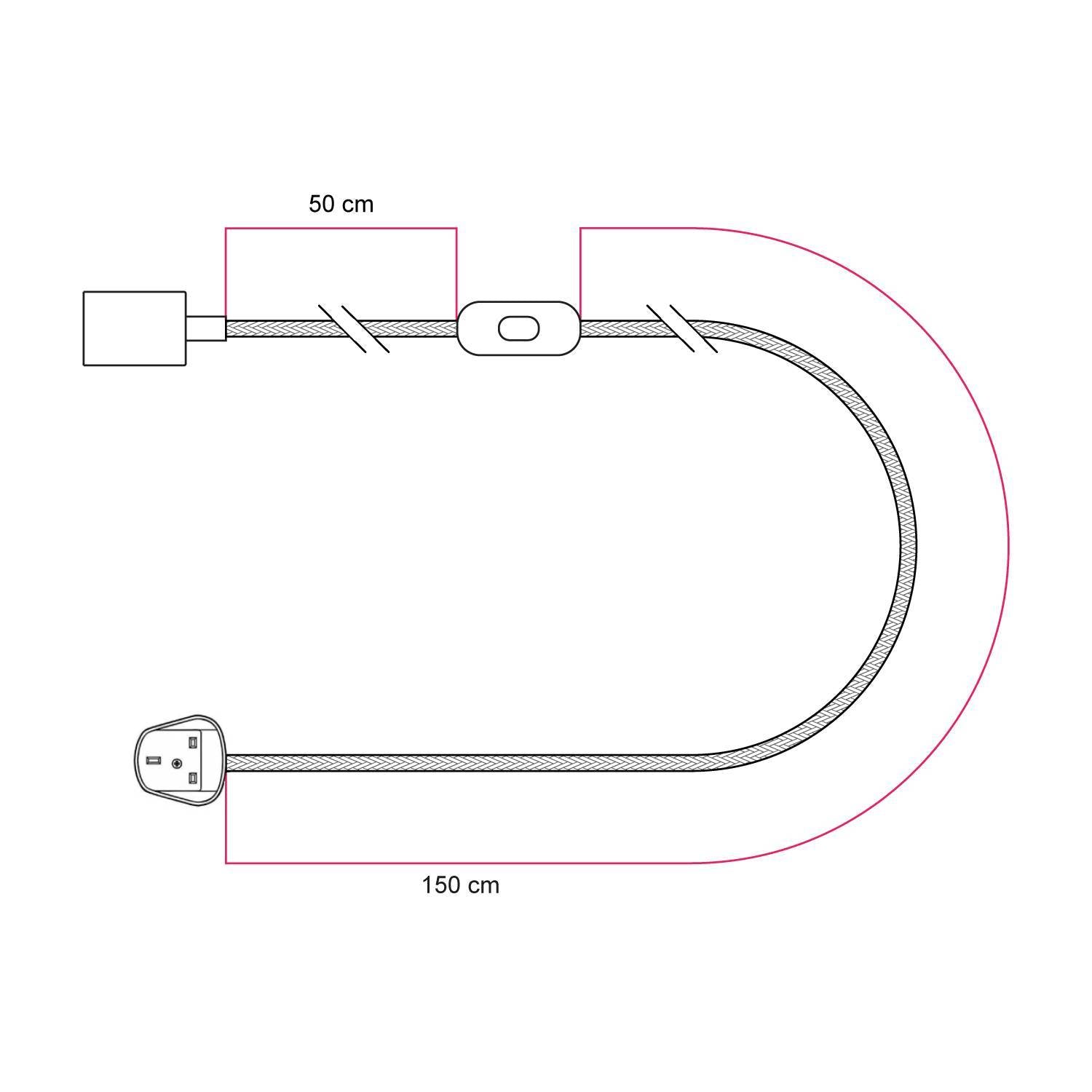 Lampada da tavolo con base in ontano, lampadina trasparente, cavo RN06 e spina UK