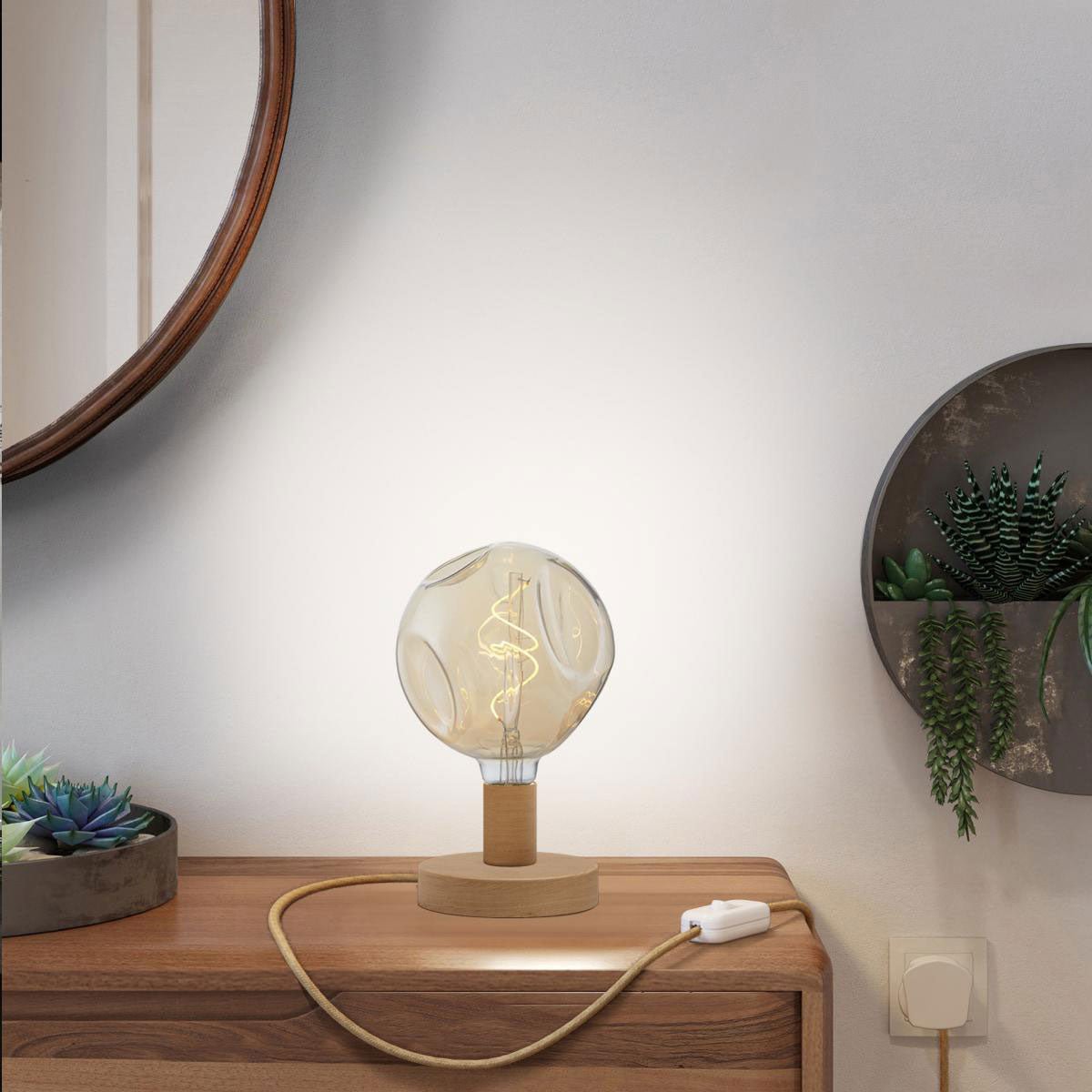 Lampada da tavolo Posaluce Bumped in legno e spina UK - Neutro Interruttore