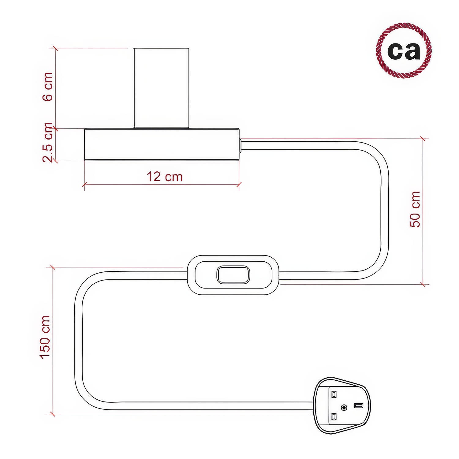 Lampada da tavolo Posaluce Half Cup in metallo e spina UK - Rame Interruttore
