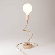 Lampada da tavolo snodabile in legno a luce diffusa - Table Flex Wood e spina UK - Neutro