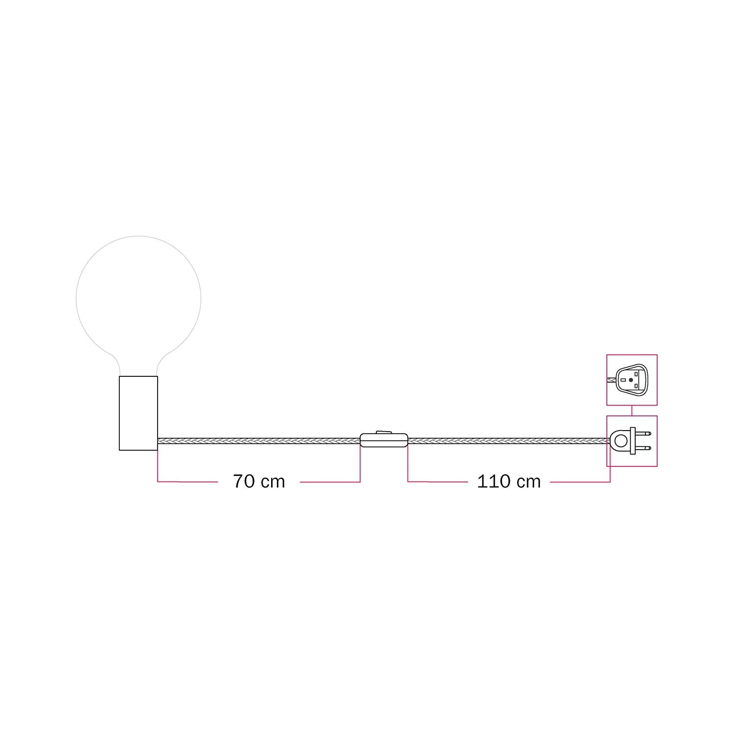 Lampada magnetica plug-in con attacco E27 e spina UK - Rosso