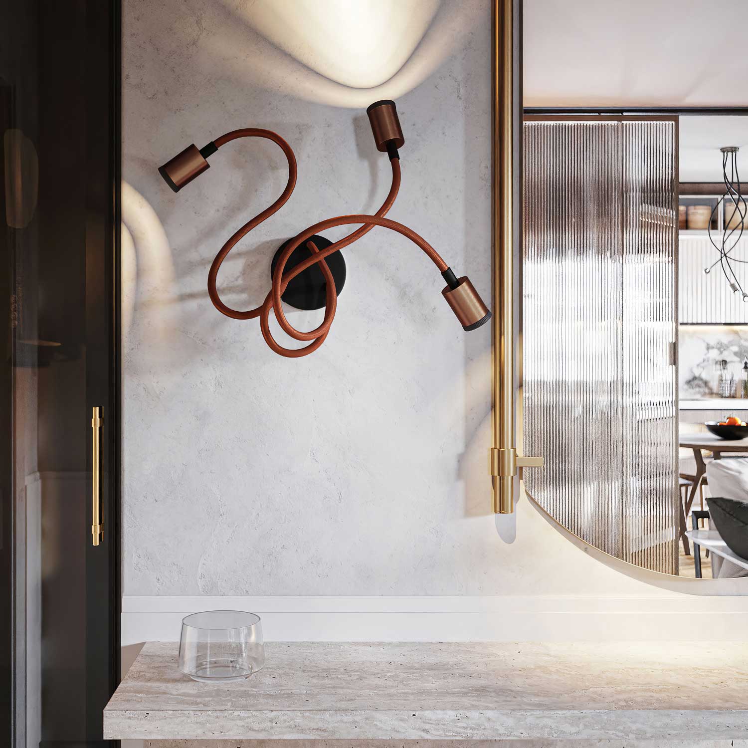 Lampada Mini faretto SPOTLIGHT GU1d0 Flex 60 da parete e soffitto - Rame satinato