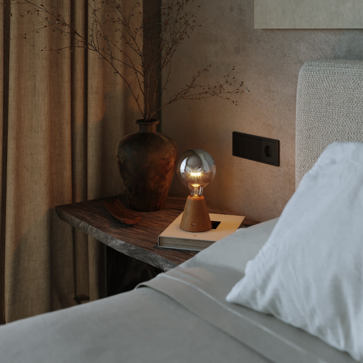 Lampada portatile ricaricabile Cabless01 con lampadina globo mezza sfera argento - Neutro verniciato