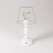 Lampada portatile ricaricabile Cabless14 con lampadina a goccia e predisposizione per paralume - Bianco