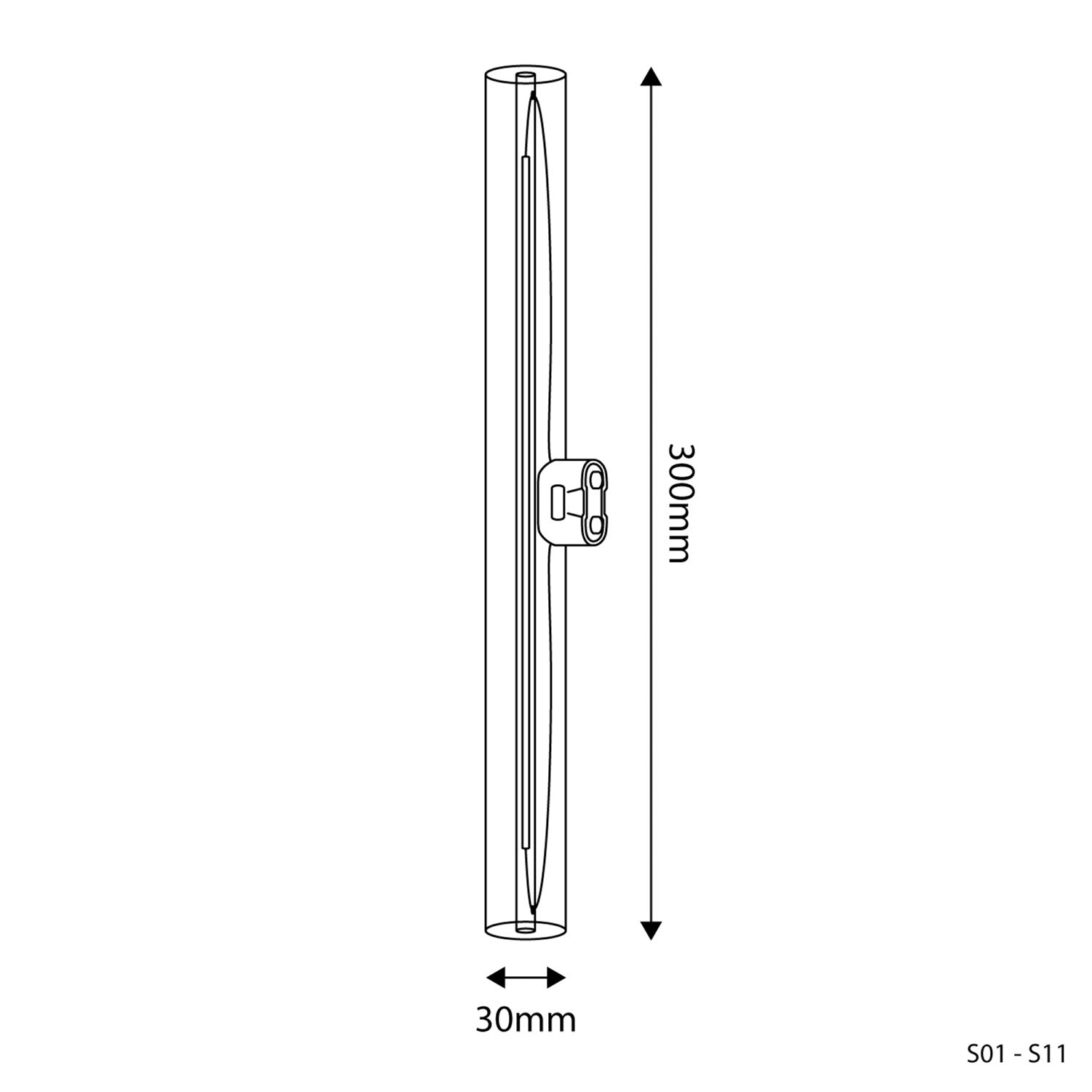 Lampadina LED a Effetto Porcellana CRI 90 Lineare S14d - lunghezza 500 mm 7W 560Lm 2700K Dimmerabile - S12