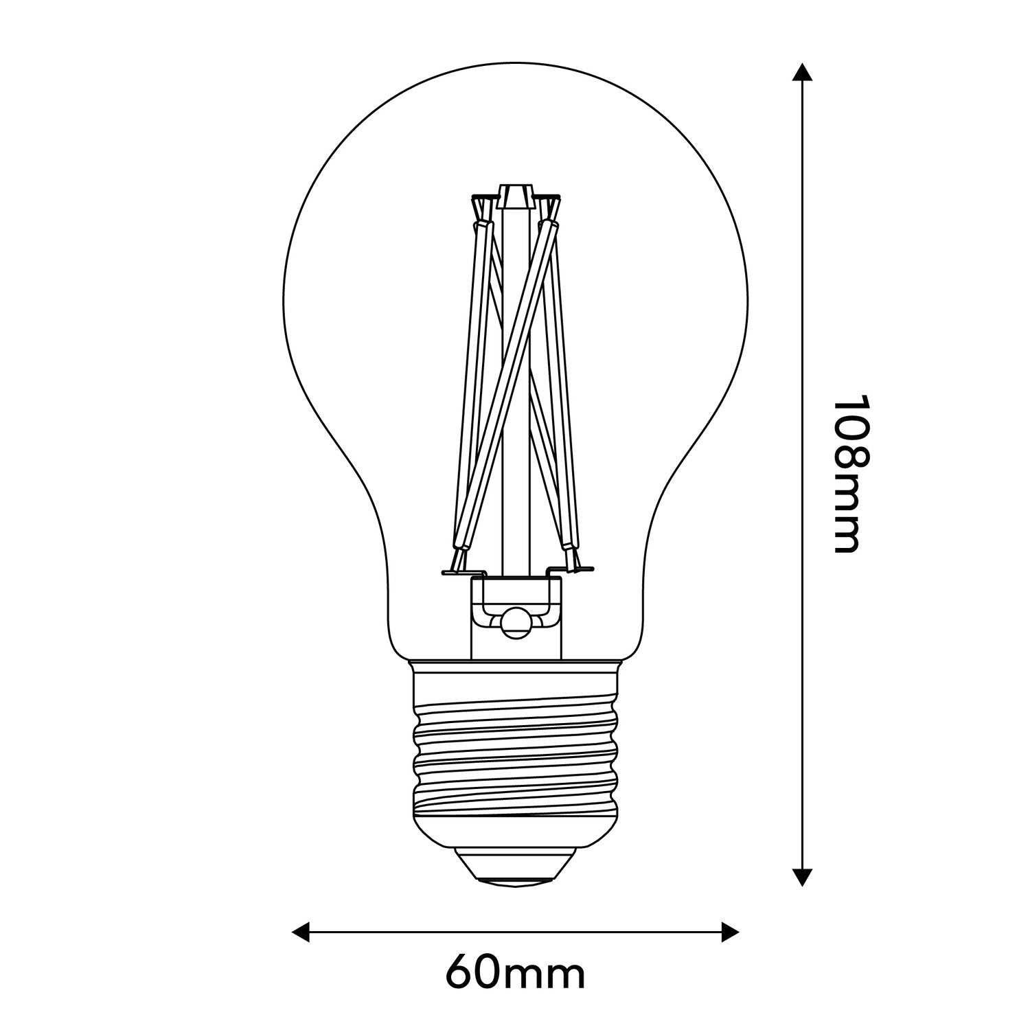 Lampadina LED a filamento incrociato Goccia A60 7W 720Lm E27 2200K Dimmerabile - X02