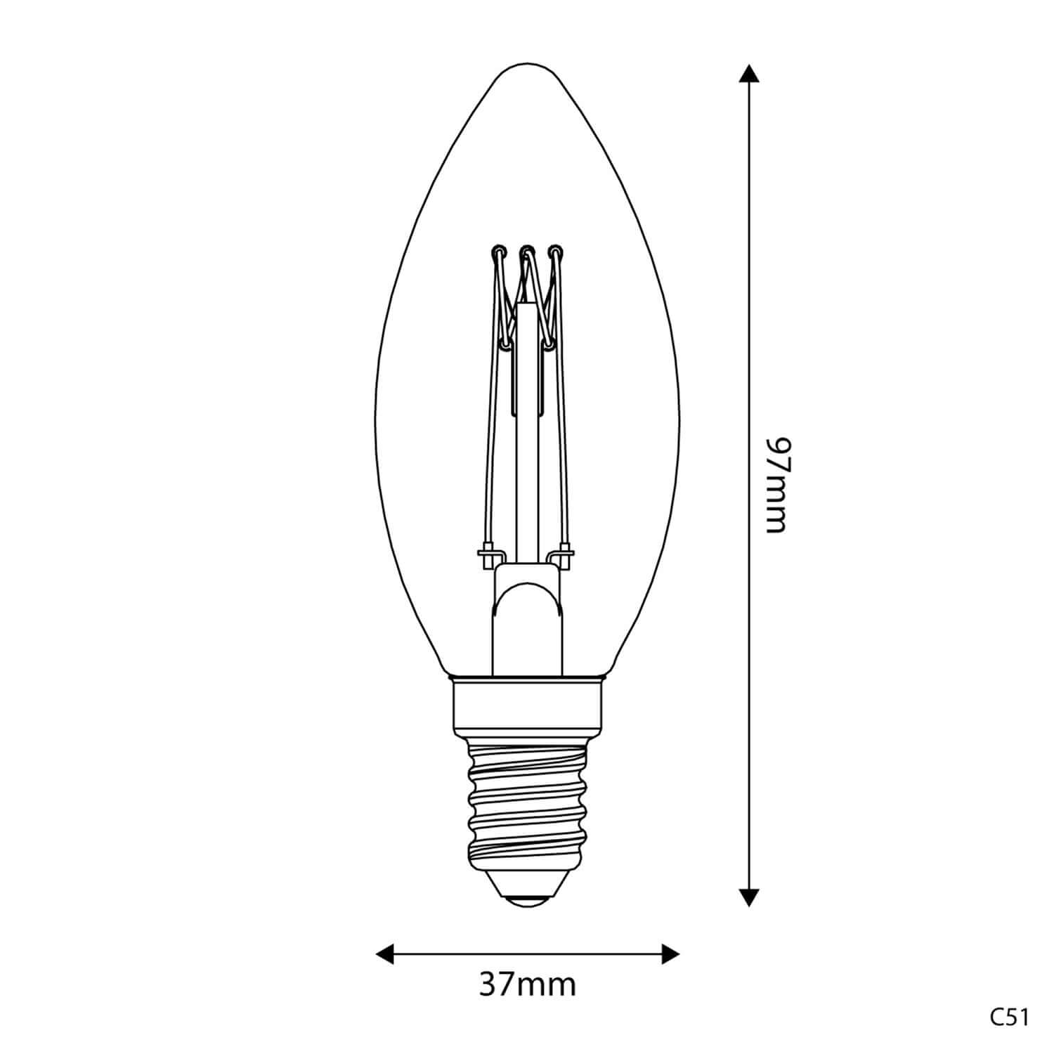 Lampadina LED Dorata Carbon Line filamento verticale Candela C35 3,5W 300Lm E14 2700K Dimmerabile - C51