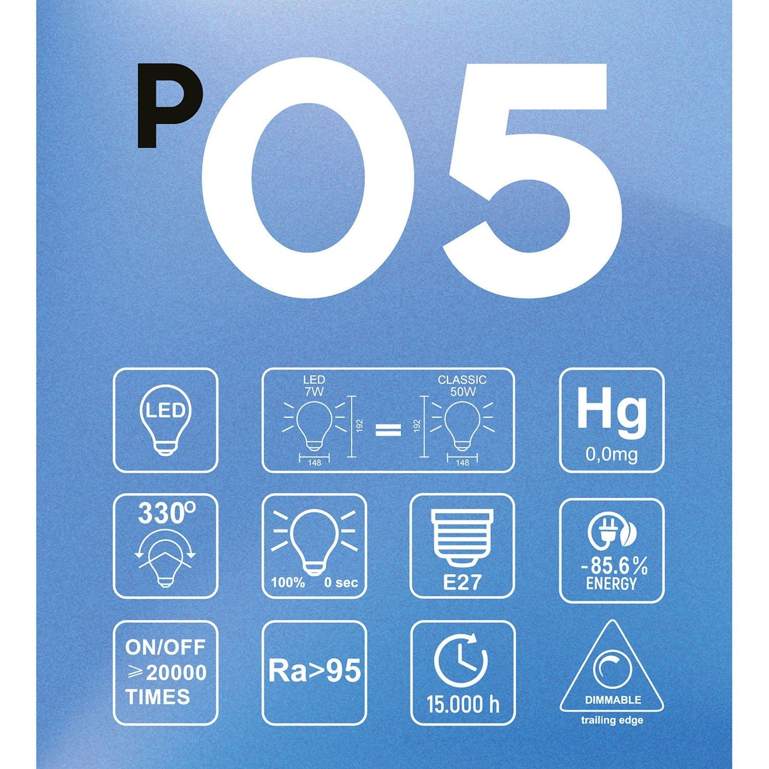 Lampadina LED Effetto Porcellana CRI 95 G150 7W 640Lm E27 2700K Dimmerabile - P05