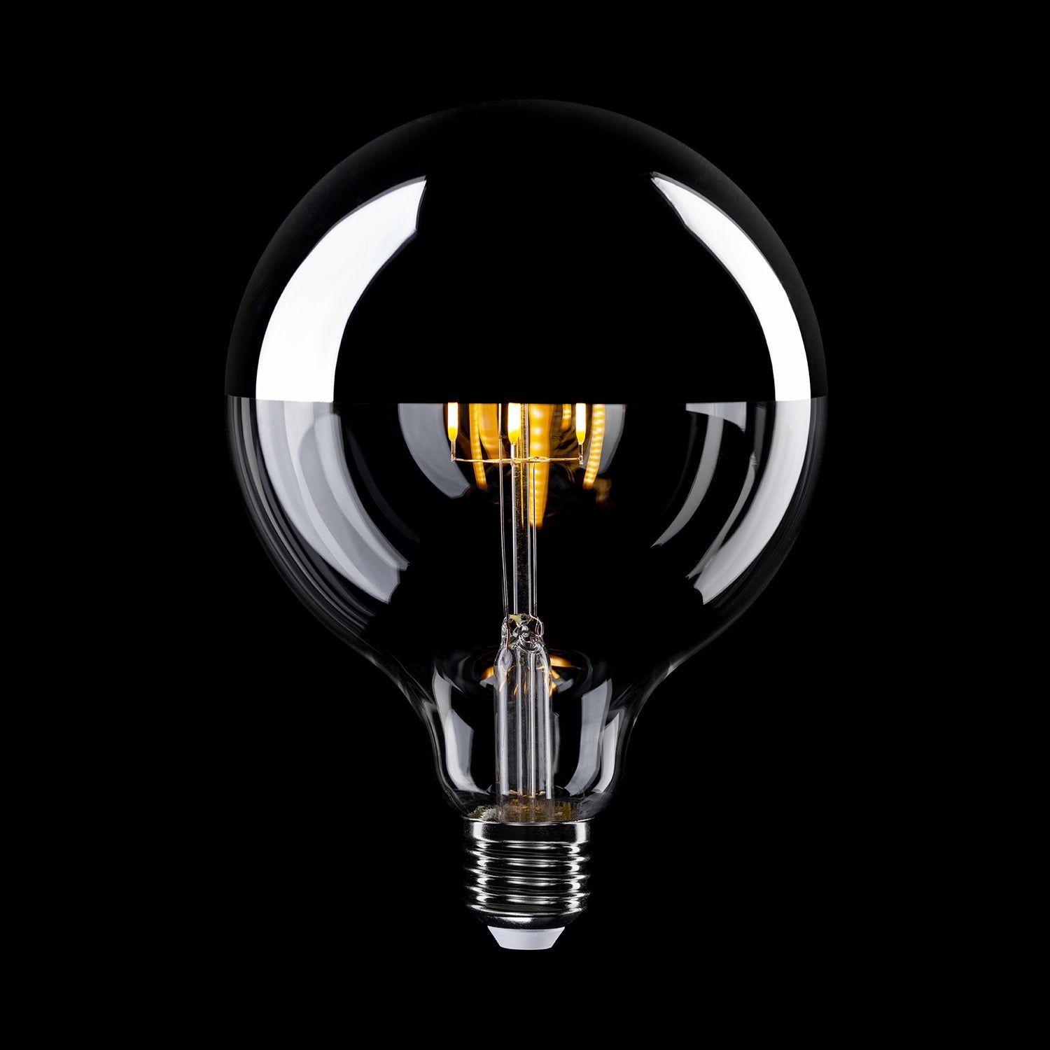 Lampadina LED mezza sfera argento B05 Linea 5V Filamento corto Globo G125 1,3W E27 Dimmerabile 2500K