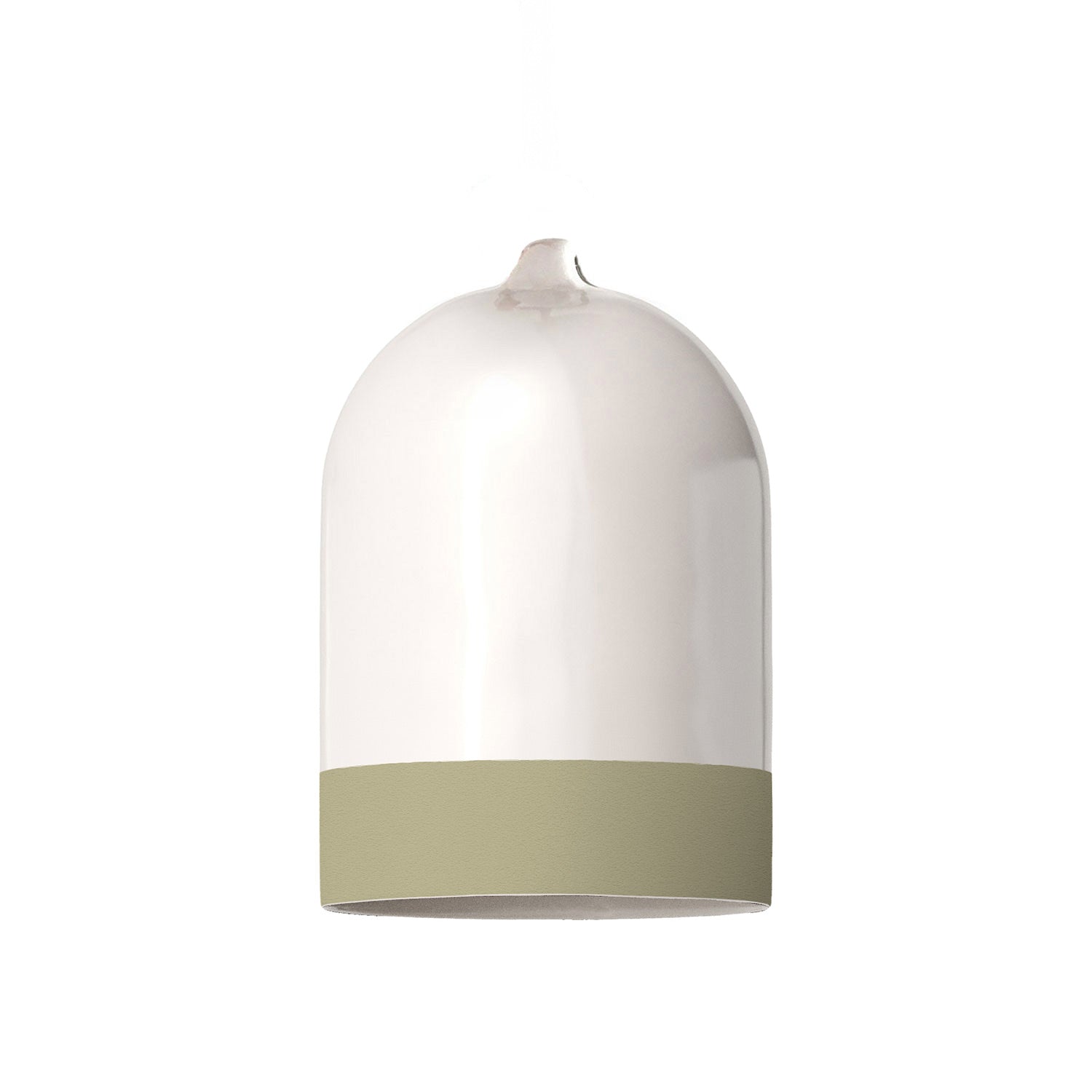 Paralume Campana Mini XS bicolore in ceramica Bianco e Verde salvia, collezione Materia - Made in Italy