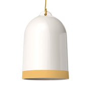 Paralume Campana XL bicolore in ceramica Bianco e Giallo, collezione Materia - Made in Italy