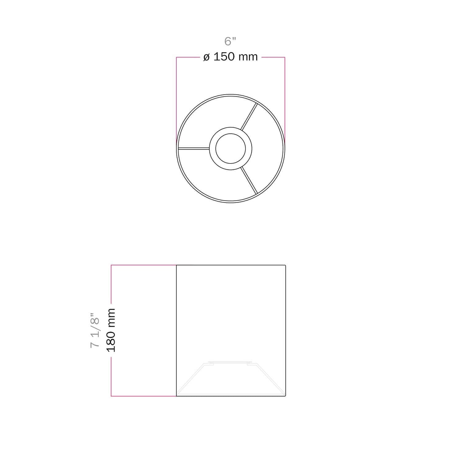 Paralume Cilindro in tessuto con attacco E27 - 100% Made in Italy - Lino bianco lucido