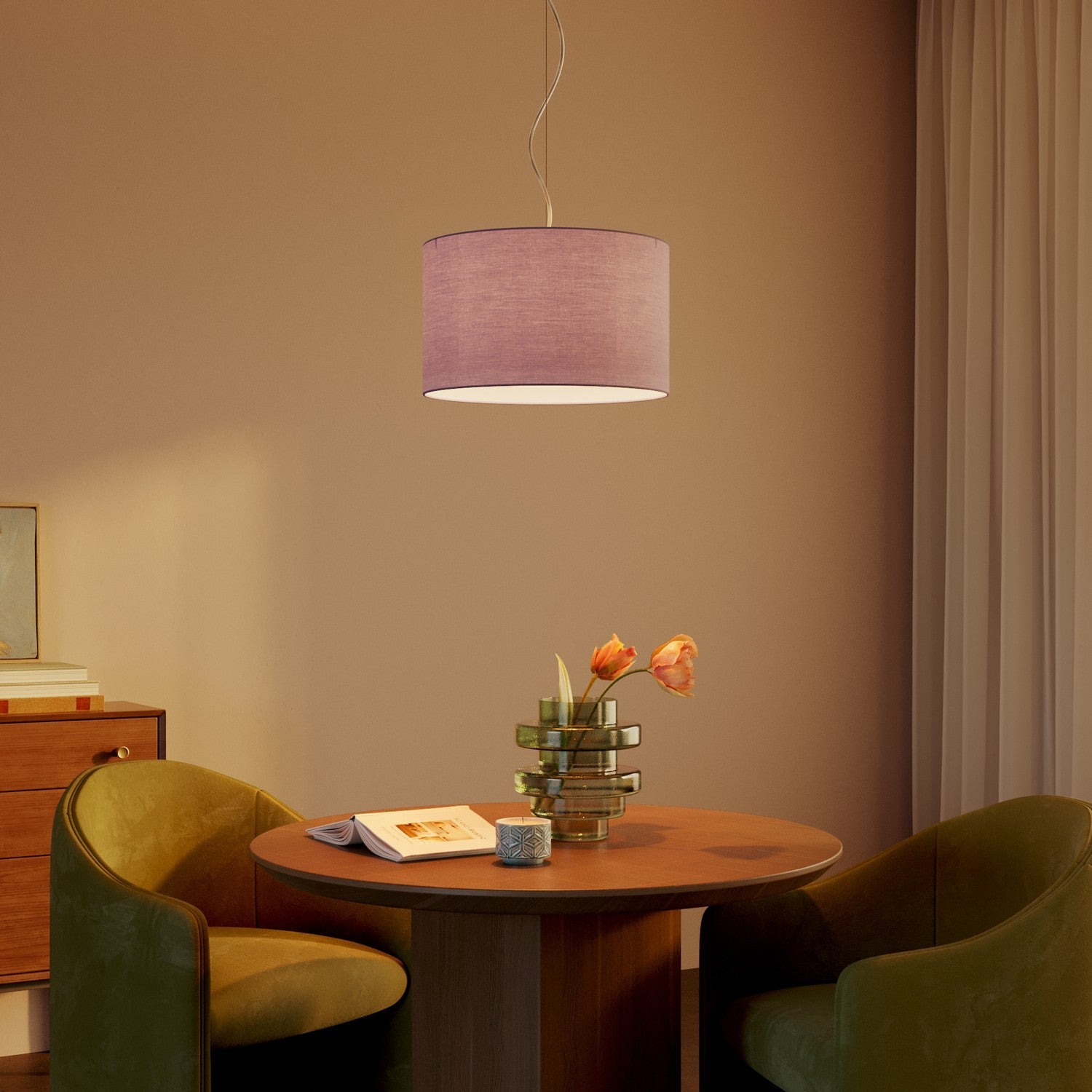 Paralume Cilindro L in tessuto con attacco E27 - Made in Italy - Teletta Lilla