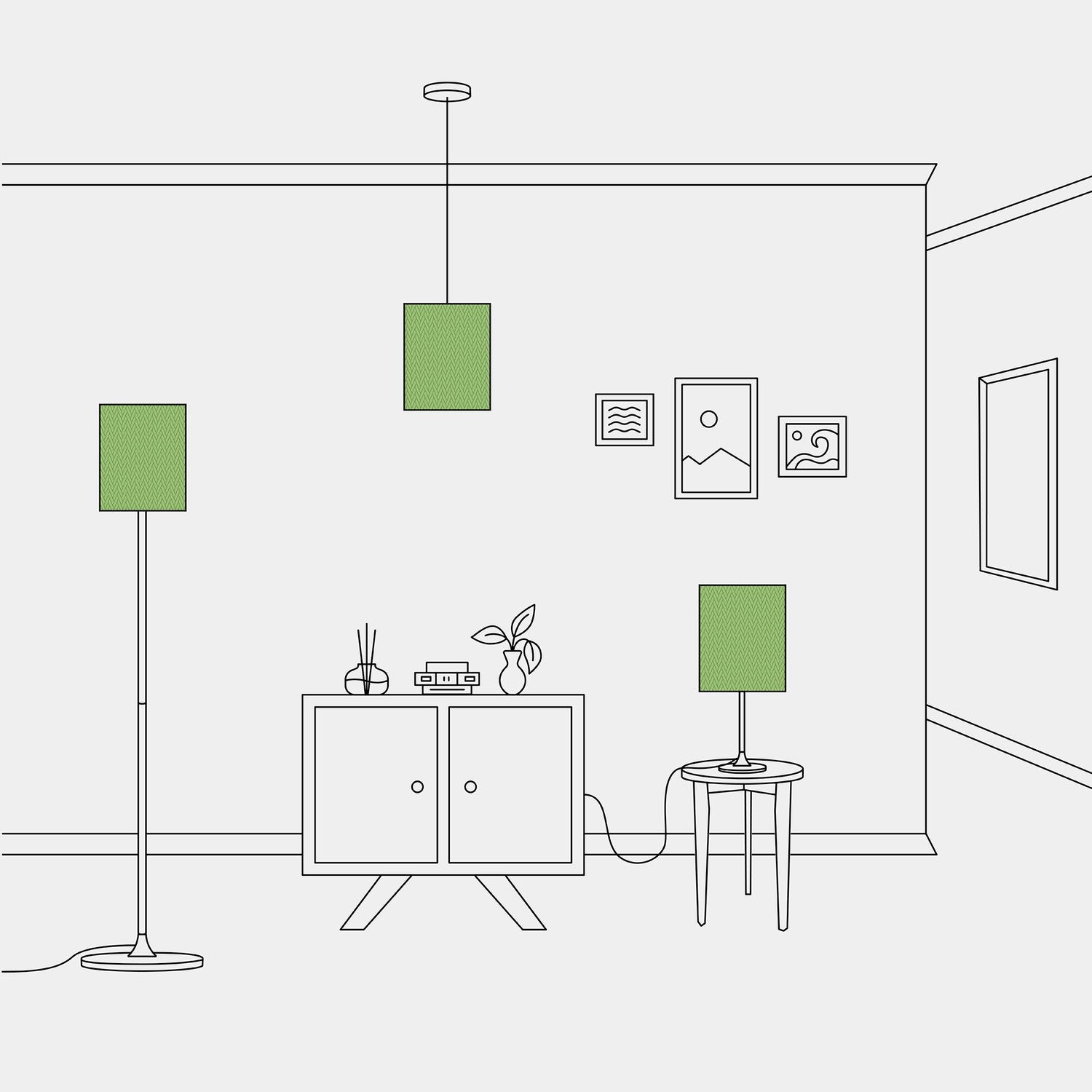 Paralume Cilindro M in tessuto con attacco E27 - Made in Italy - Cinette Verde Pistacchio