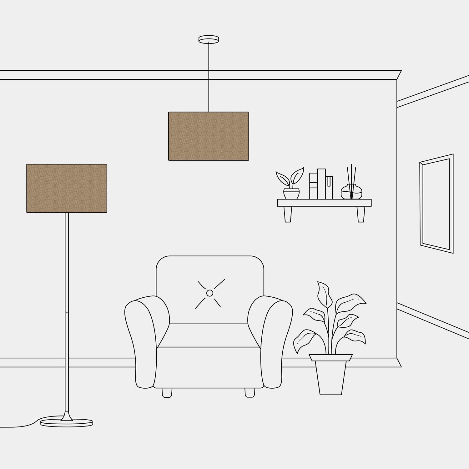 Paralume Cilindro XL in tessuto con attacco E27 - Made in Italy - Lana Marrone