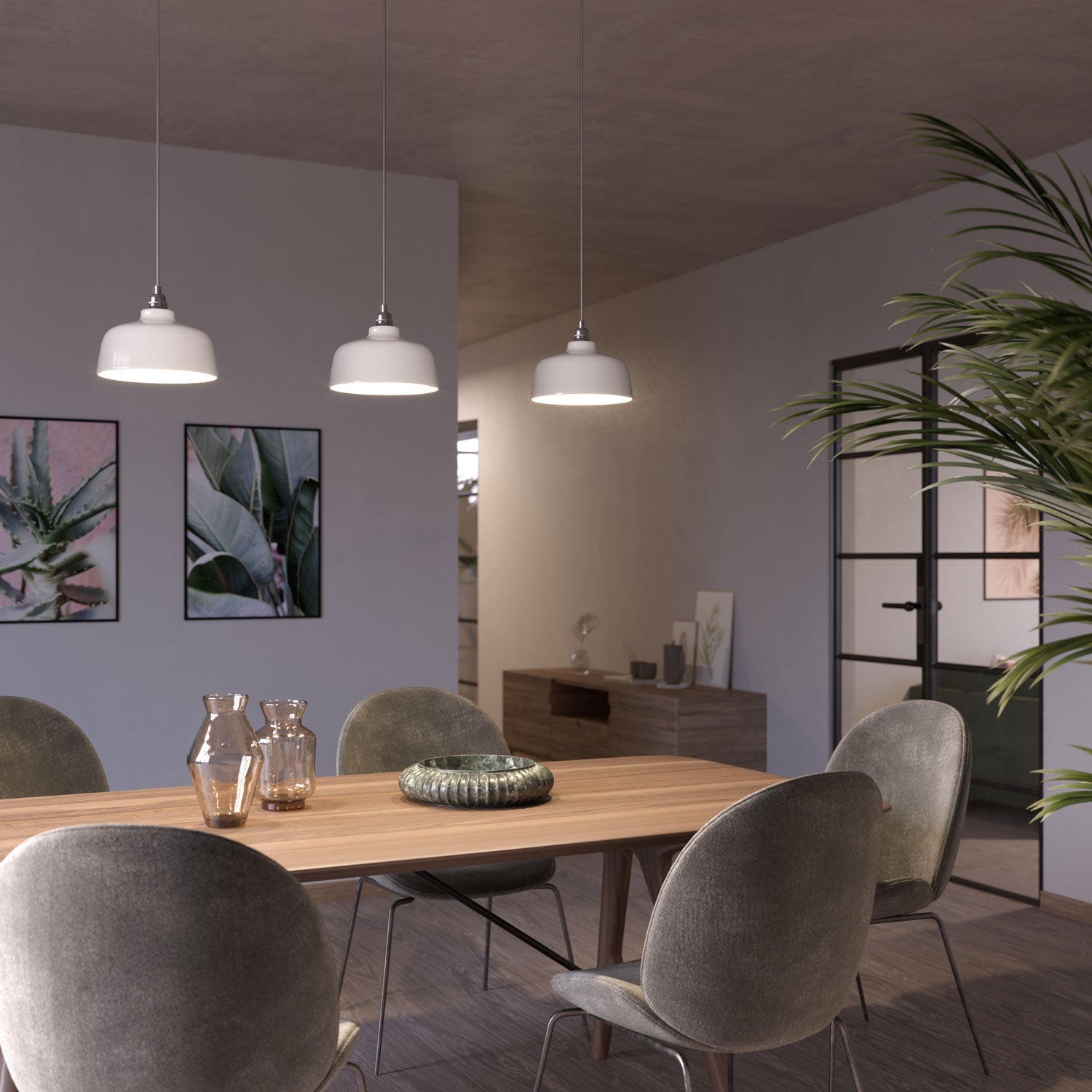 Paralume Coppa in ceramica, collezione Materia - Made in Italy - Bianco lucido