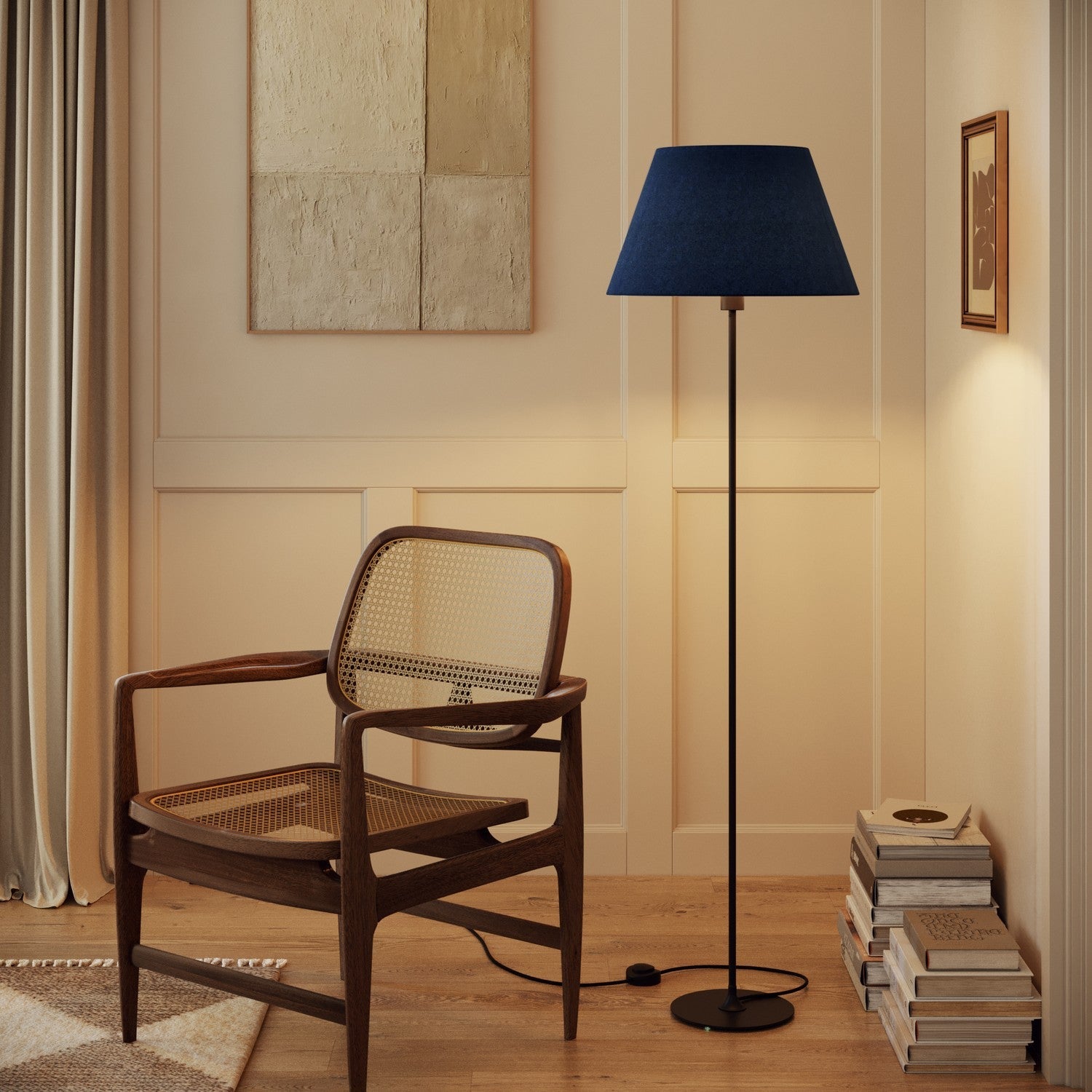 Paralume Impero L per lampada da tavolo o applique con attacco E27 - Made in Italy - Lana Blu