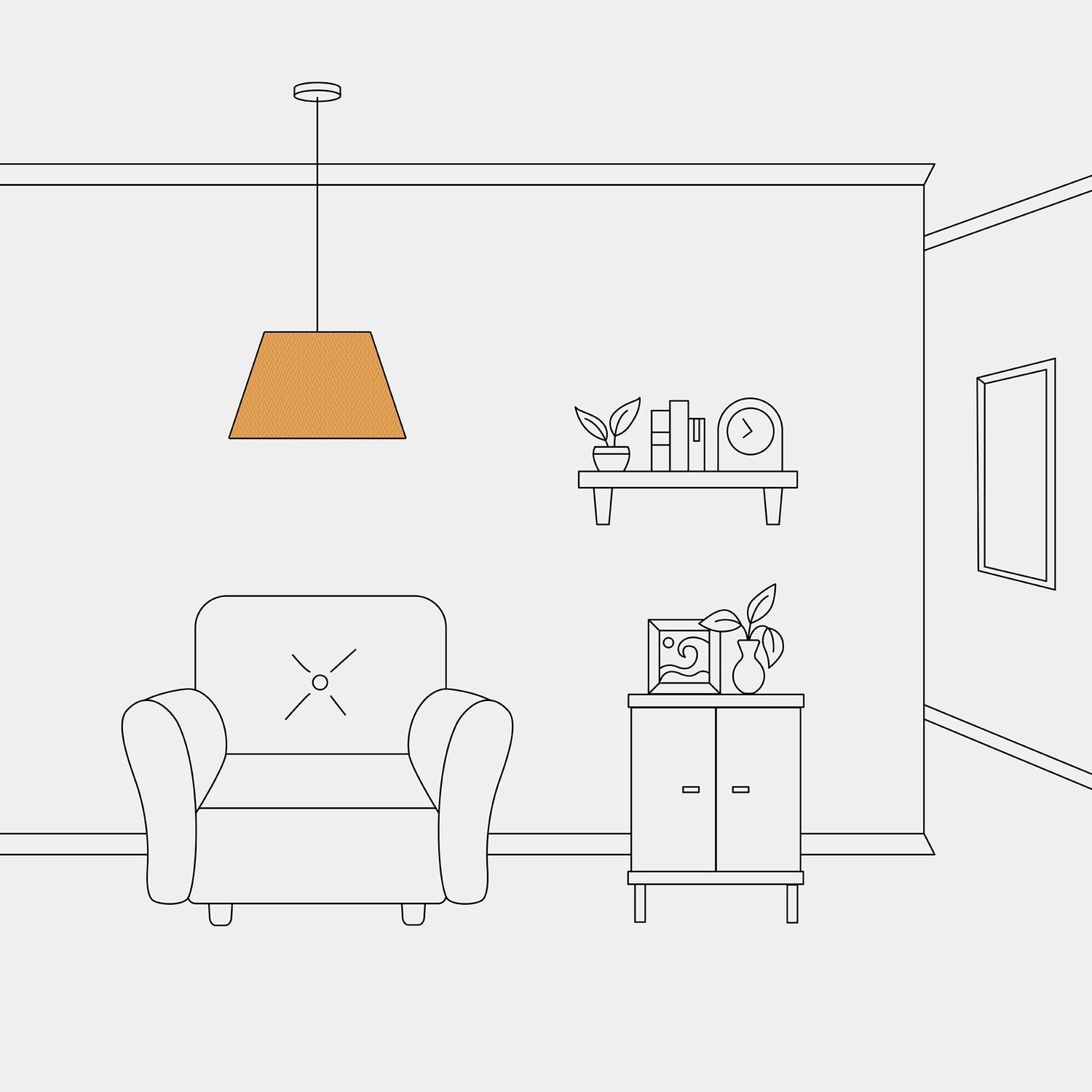 Paralume Impero M per sospensione con attacco E27 - Made in Italy - Teletta Mandarino