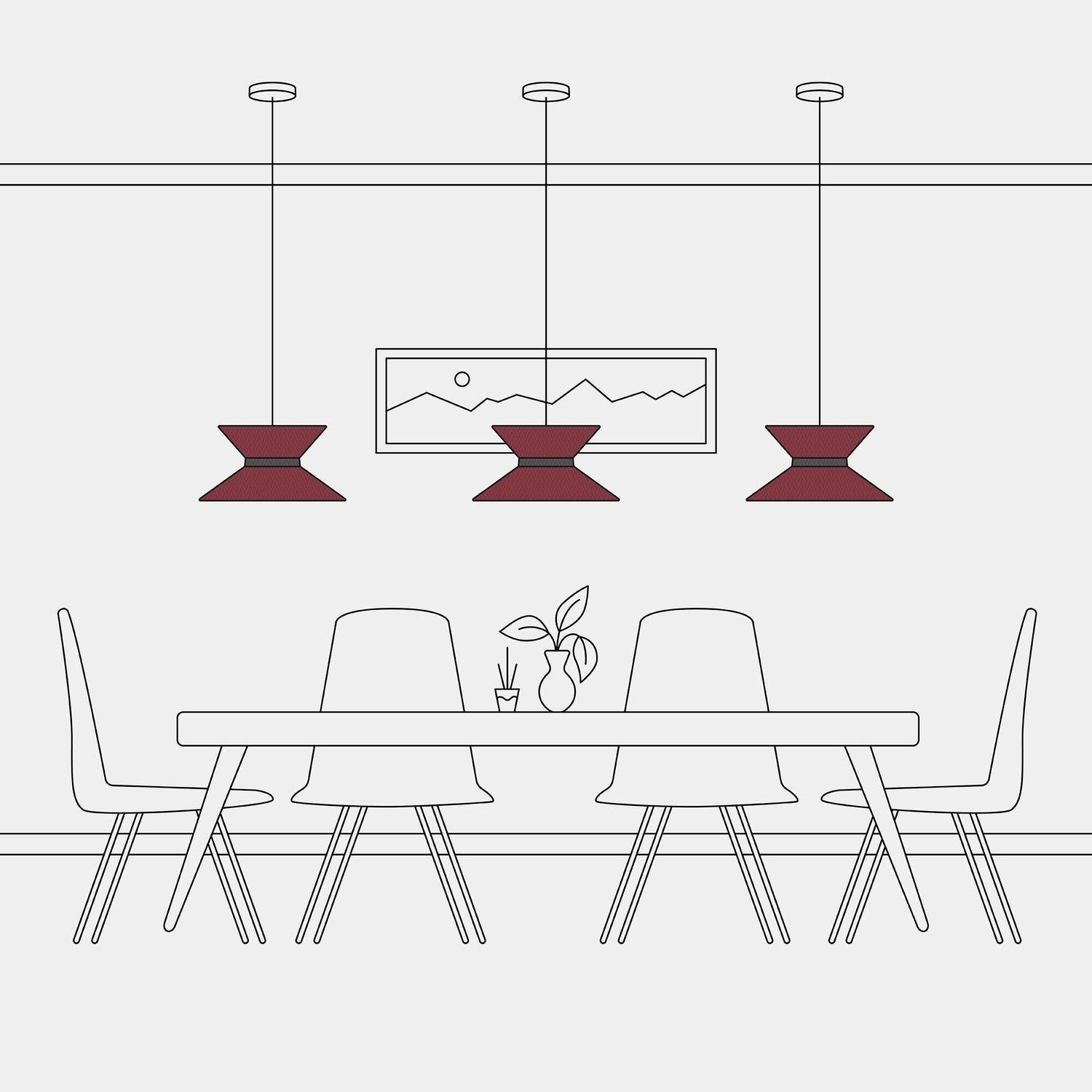 Paralume in tessuto Clessidra per lampada a sospensione - Arenal Bordeaux Teletta antracite