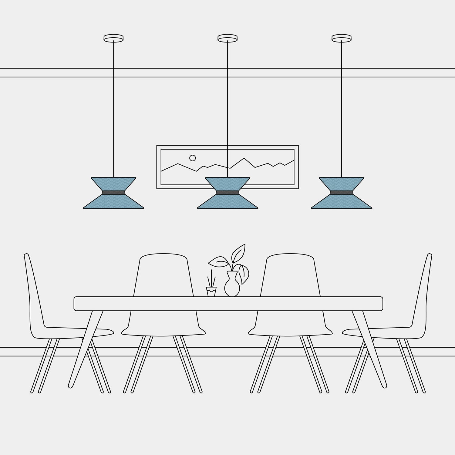 Paralume in tessuto Clessidra Teletta azzurro severo - Made in Italy Teletta antracite