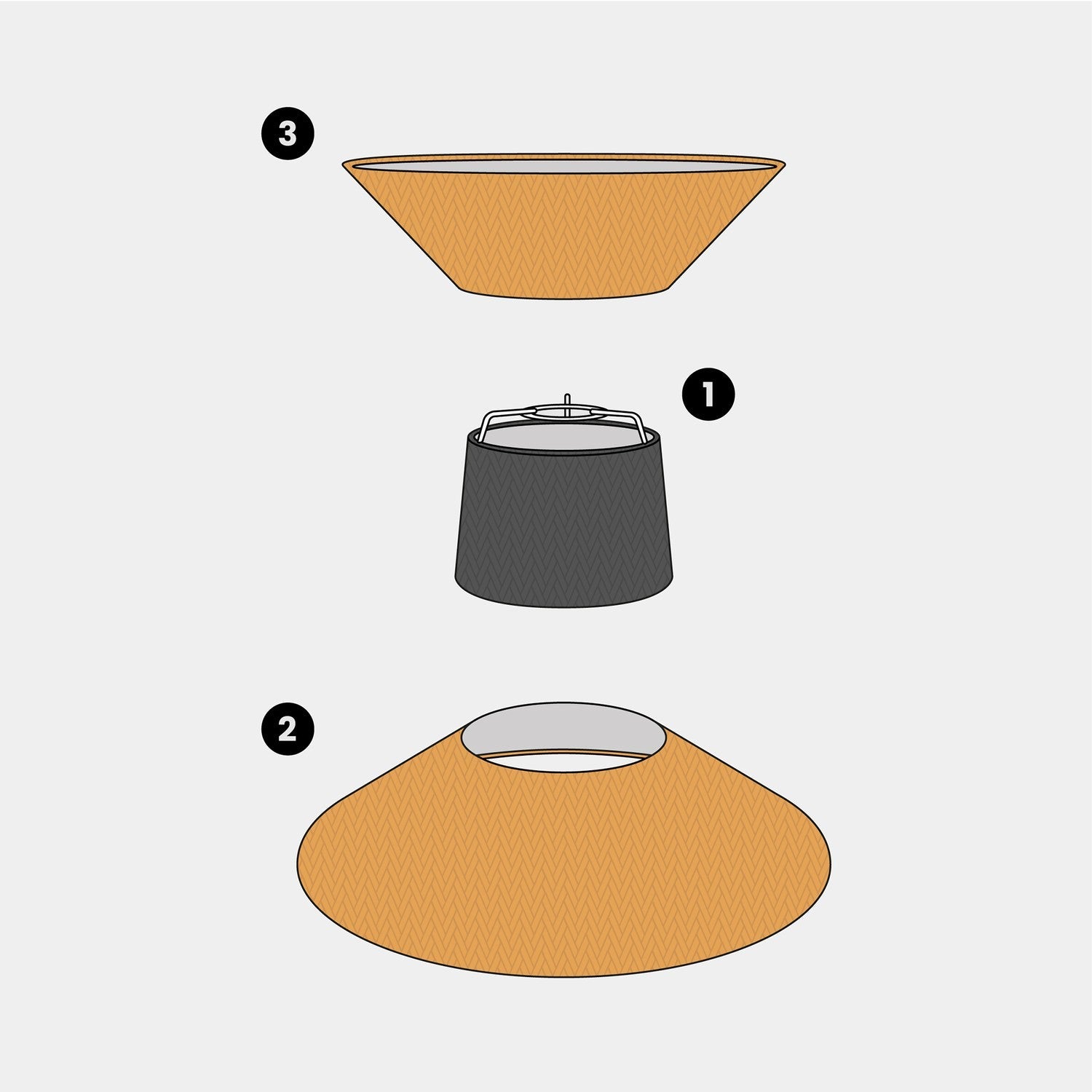 Paralume in tessuto Clessidra Teletta mandarino - Made in Italy Teletta antracite