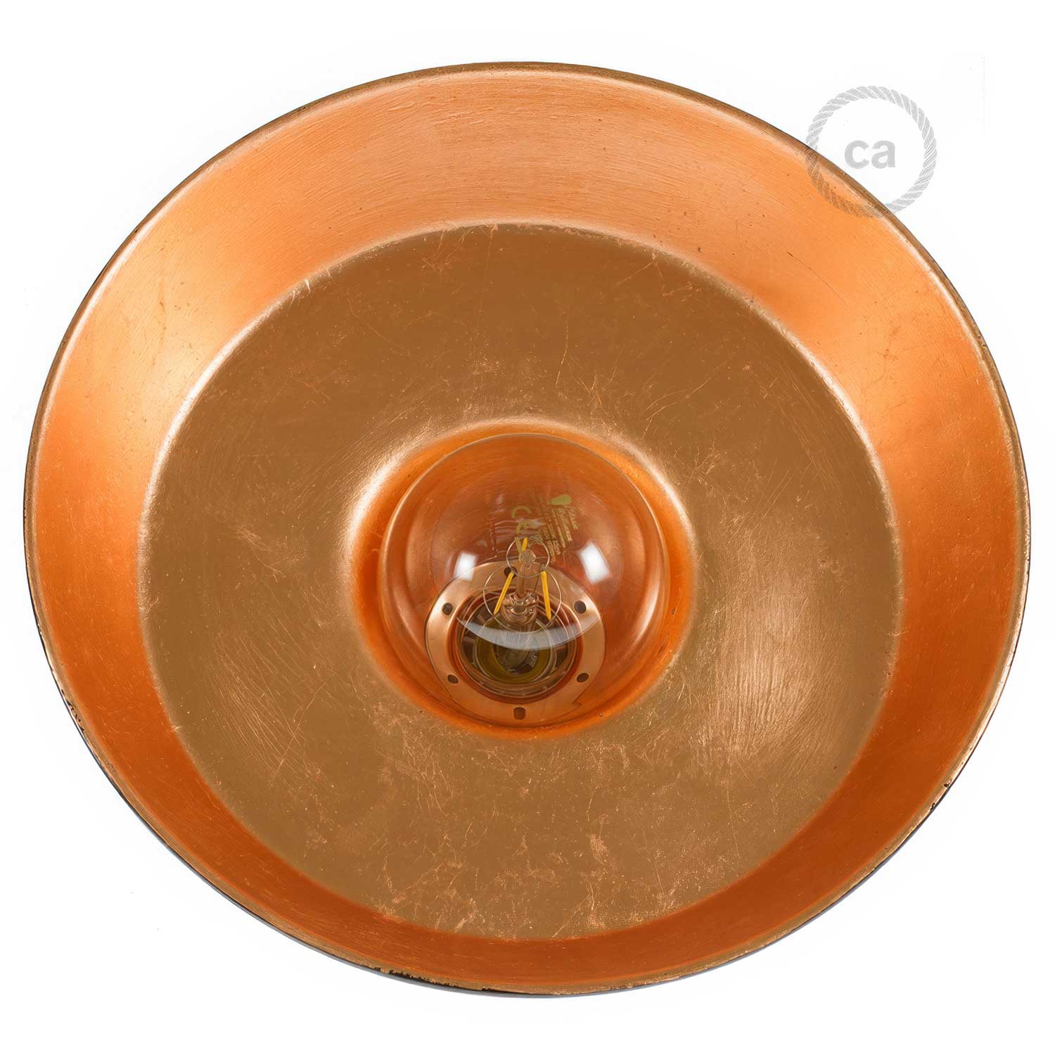Paralume Industriale in ceramica per sospensione - Made in Italy - Nero - Rame