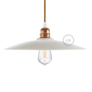 Paralume Piatto in ceramica per sospensione - Made in Italy - Bianco lucido